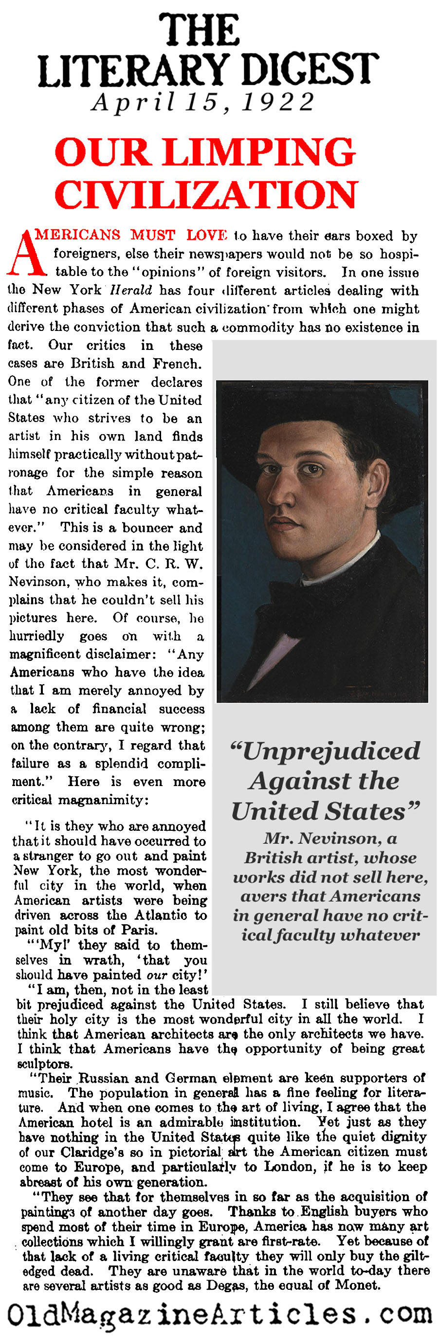 Not Impressed[BR] with the[BR] American Art Scene