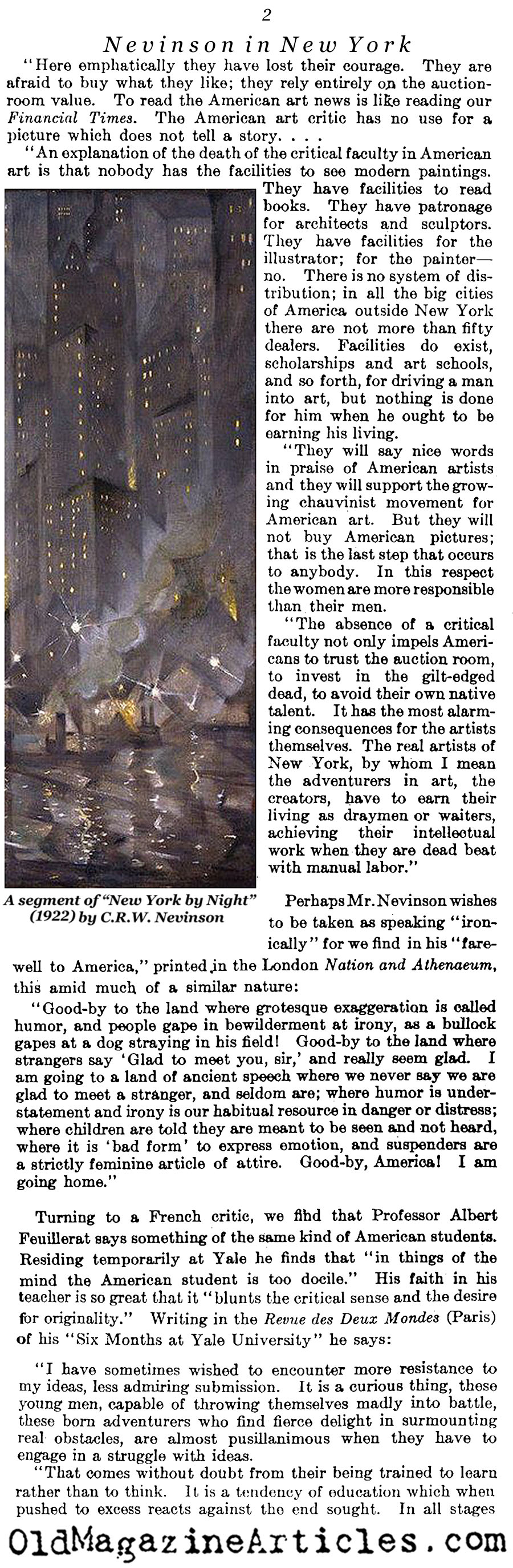 Not Impressed[BR] with the[BR] American Art Scene