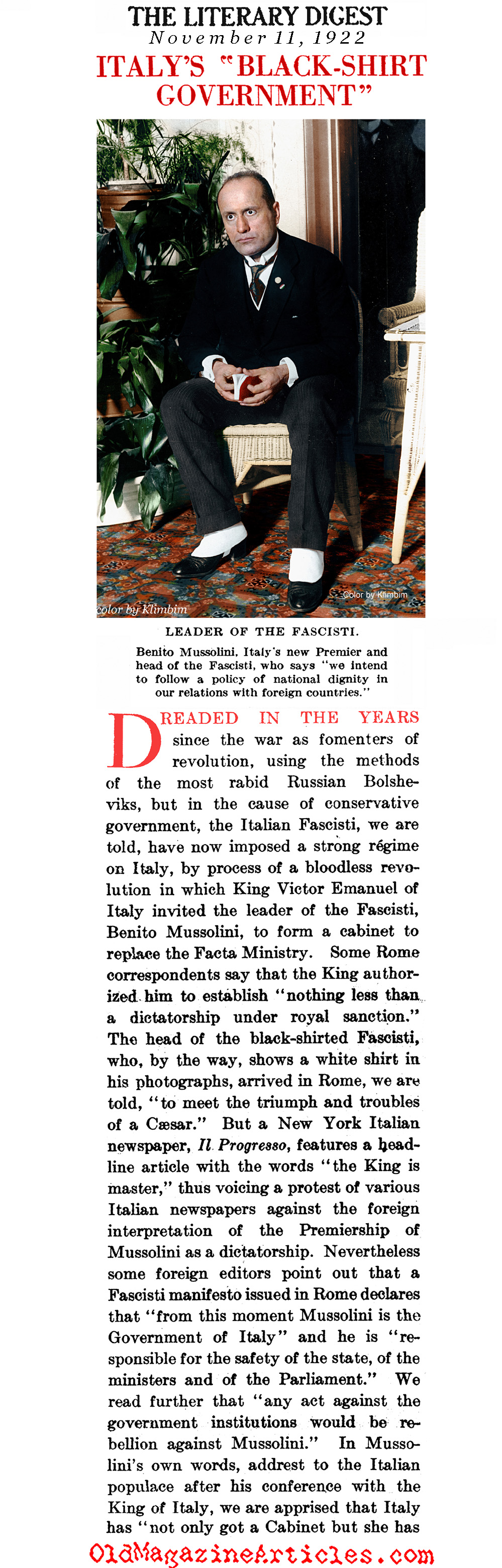 Mussolini Comes[BR] to Power