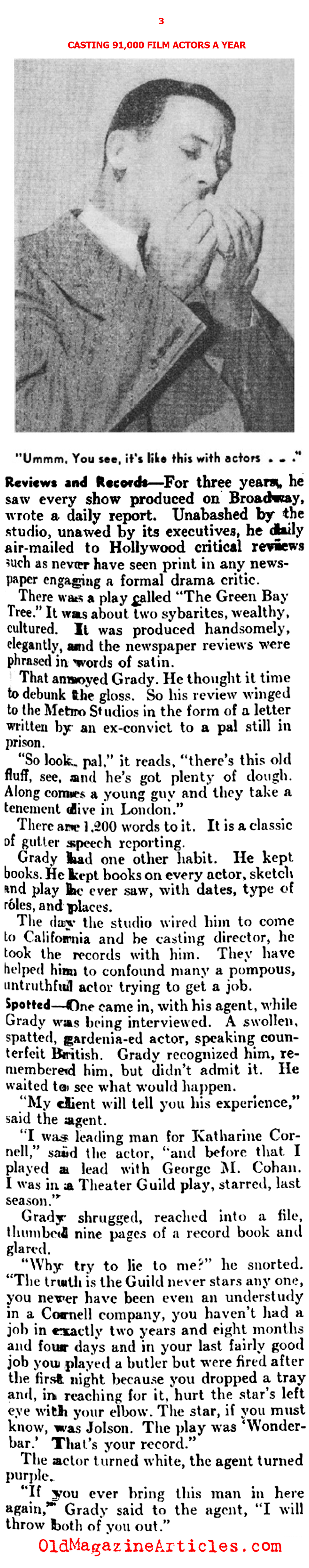 Billy Grady of M.G.M. The Busiest Casting Director in 1930s Hollywood