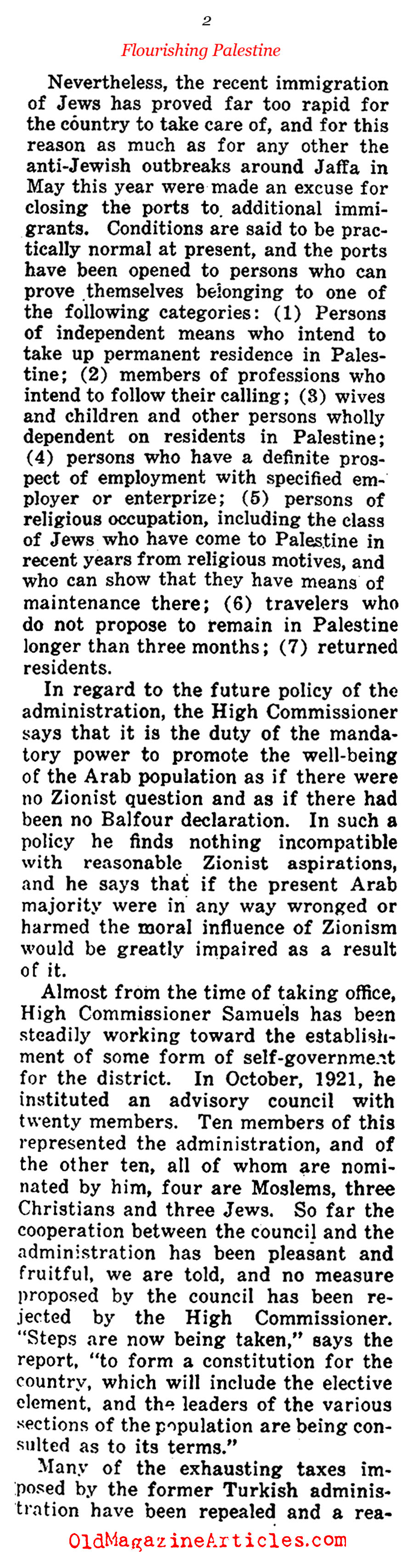 The Prosperity of British Palestine