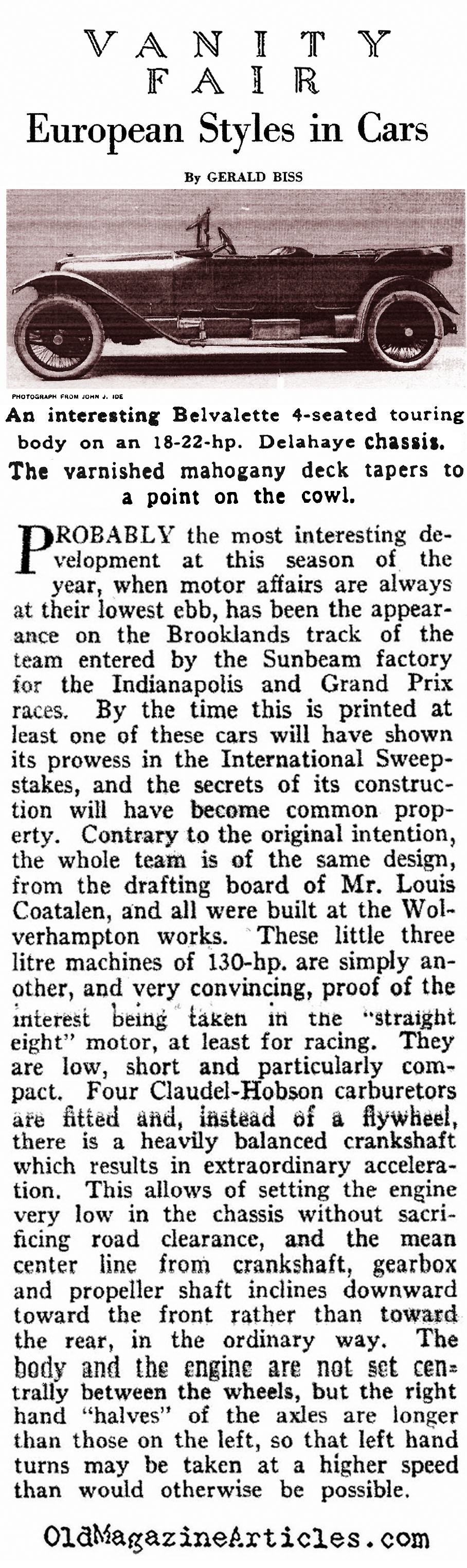 New European Cars for 1921