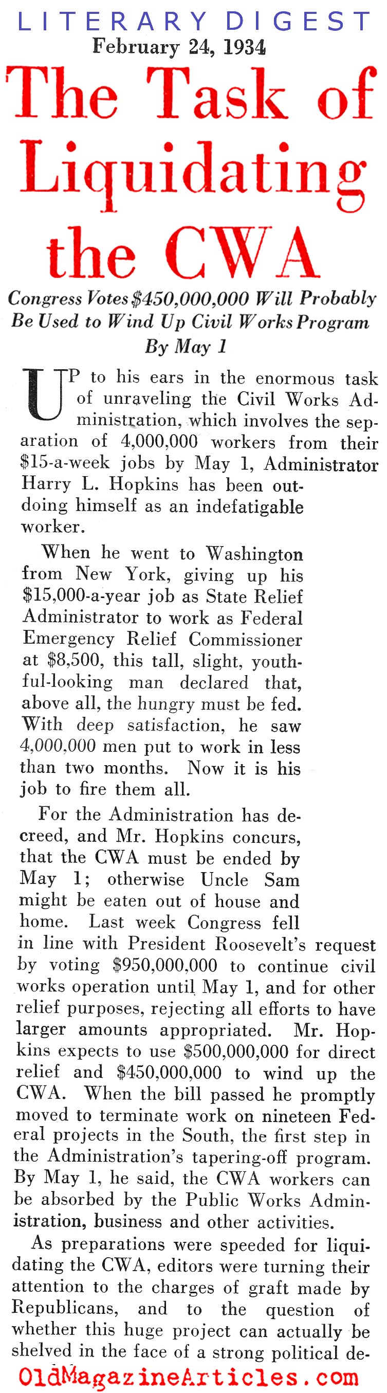 Civil Works Administration - RIP -