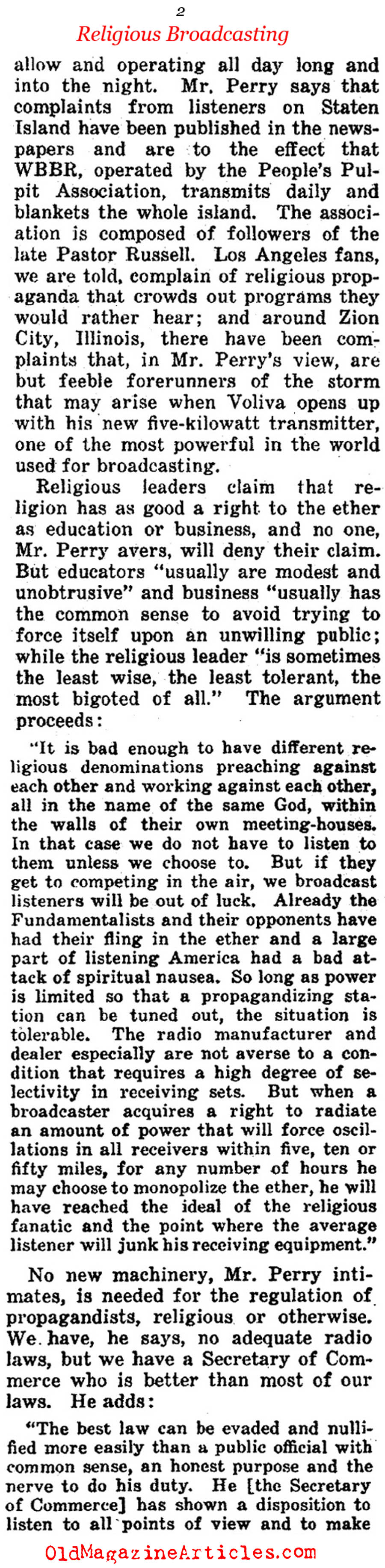 1  9  2  5:Christian Broadcasting Begins