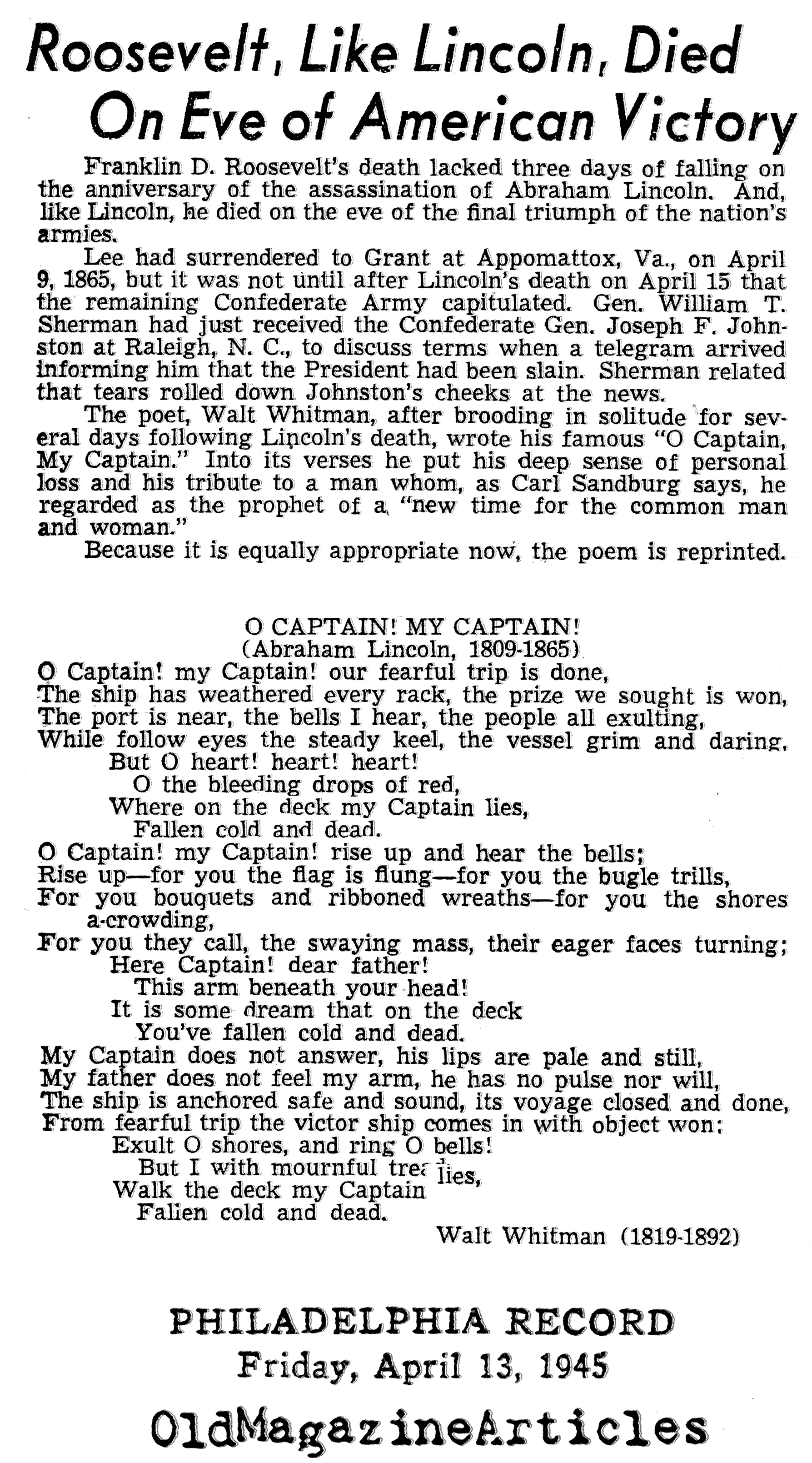 "O Captain my Captain"