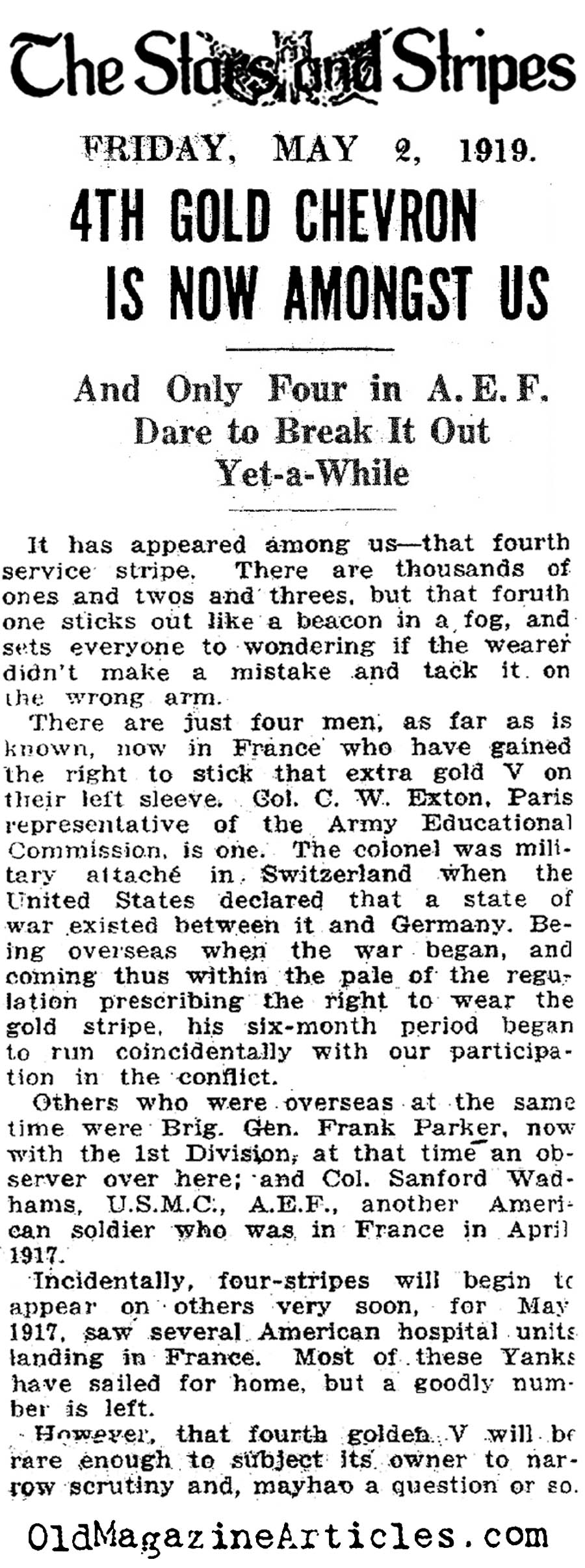 As the War Raged On, A Fourth Overseas Chevron Was Introduced