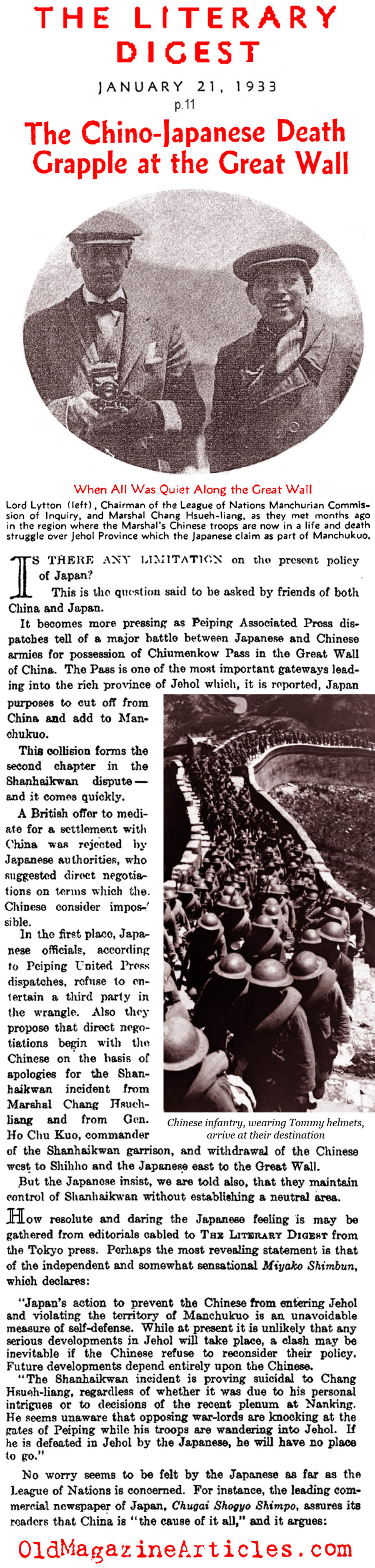 Japan and China Fight for the Chiumenkow Pass