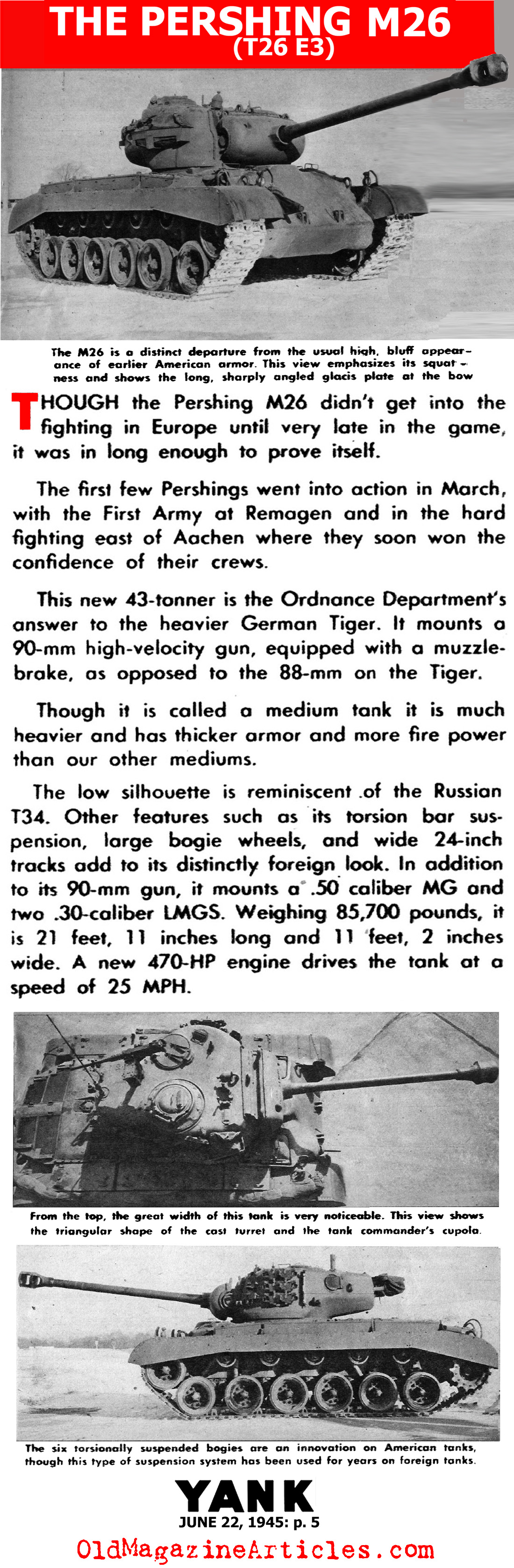 The Pershing M26 Tank in World War II