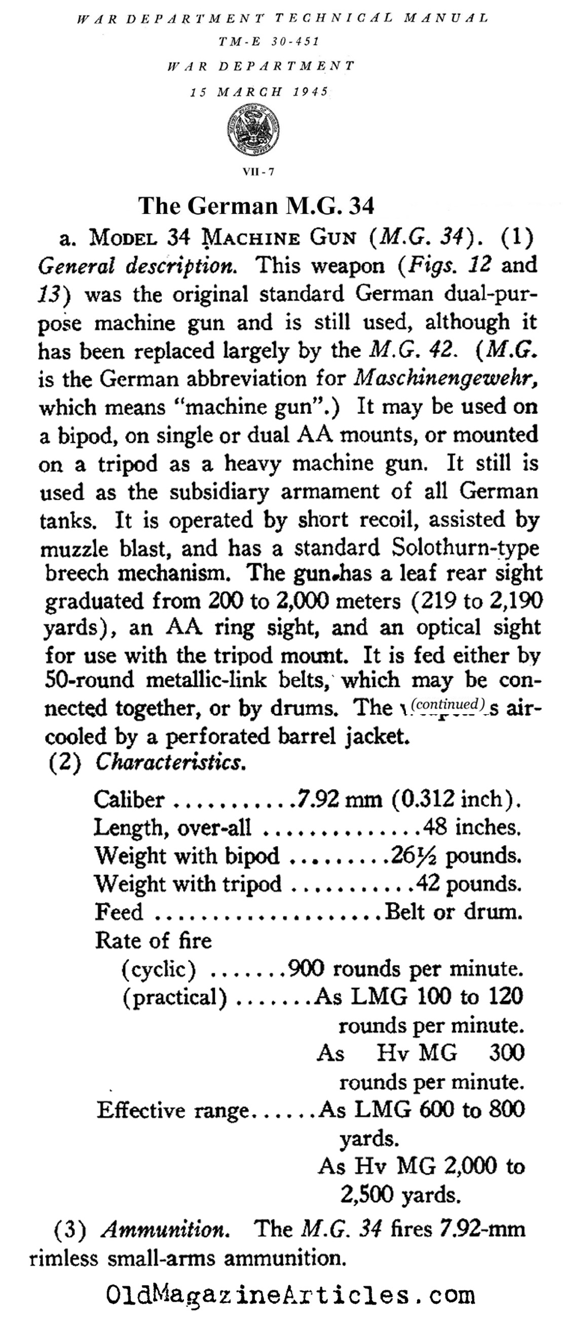 The German Army M.G. 34