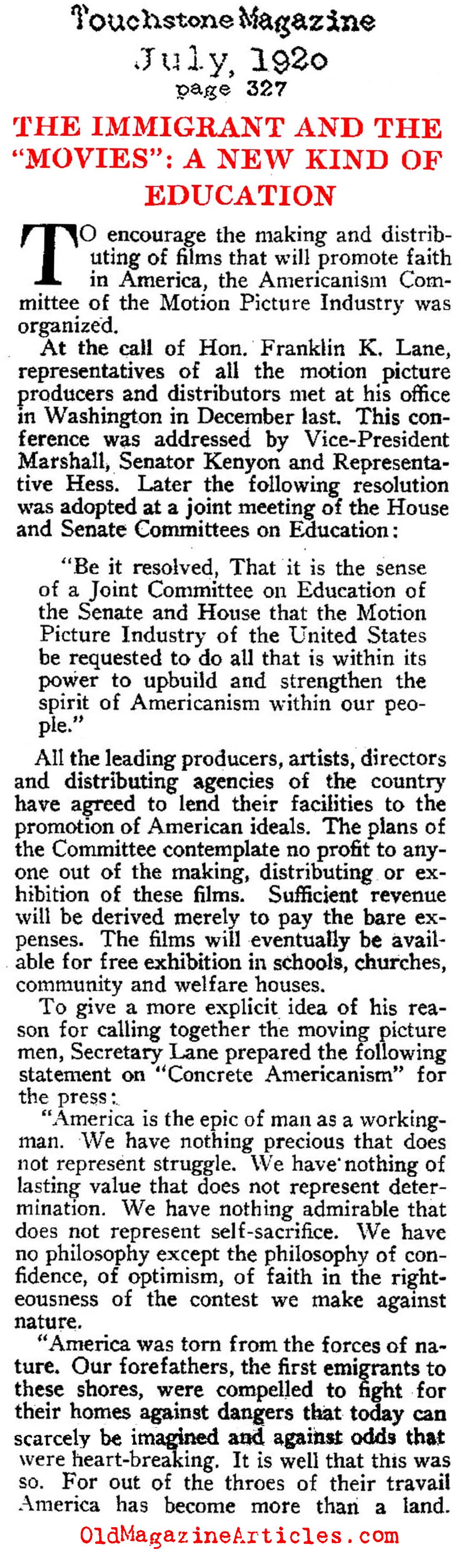 Movies Will Make Yanks out of Foreigners