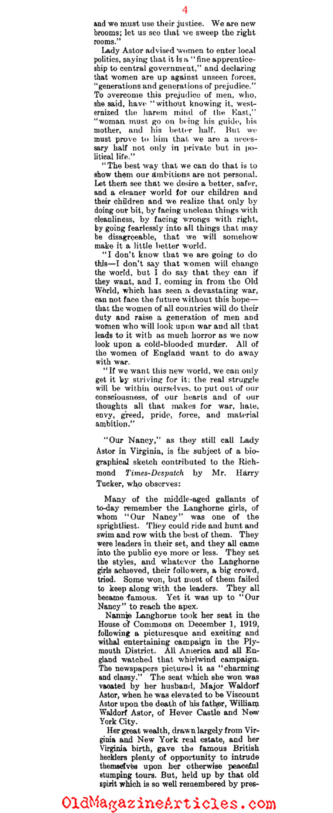 A Profile of Lady Nancy Astor
