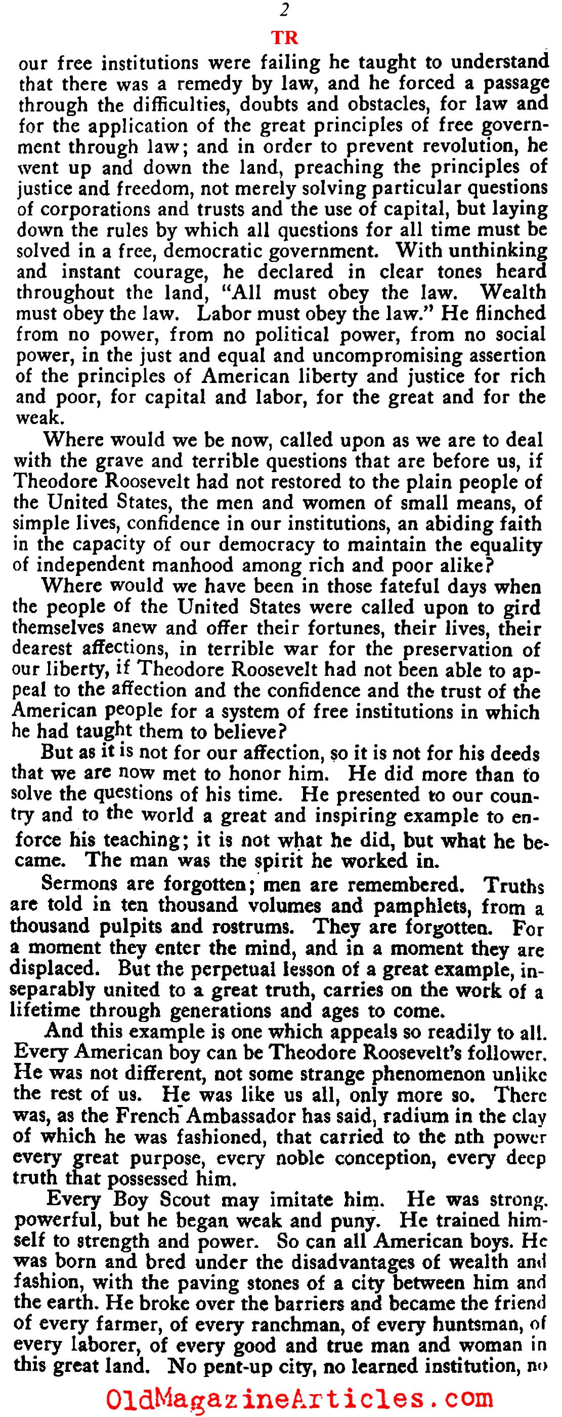 Elihu Root and [BR]his Memory of [BR]Teddy Roosevelt