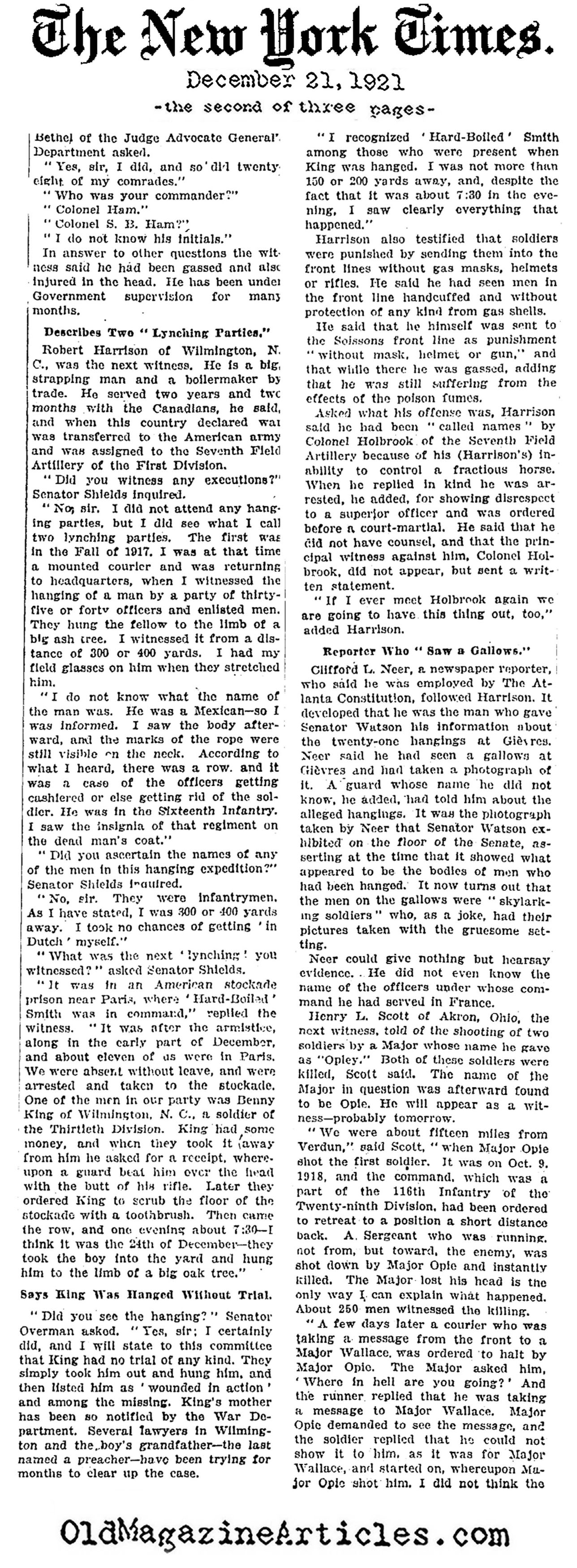 African-American Soldiers Lynched During W.W. I