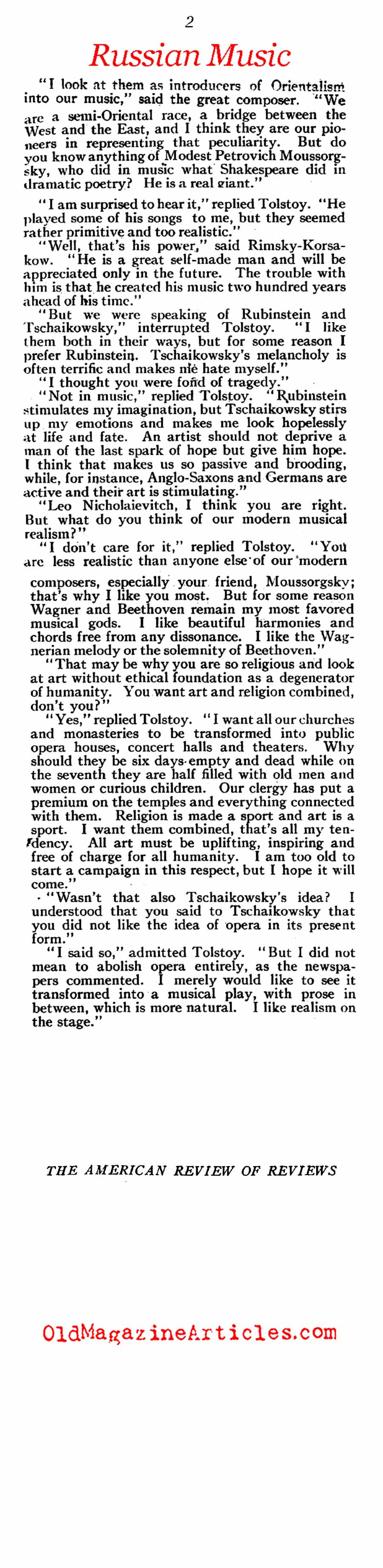 Rimsky-Korsakov on Russian Composers