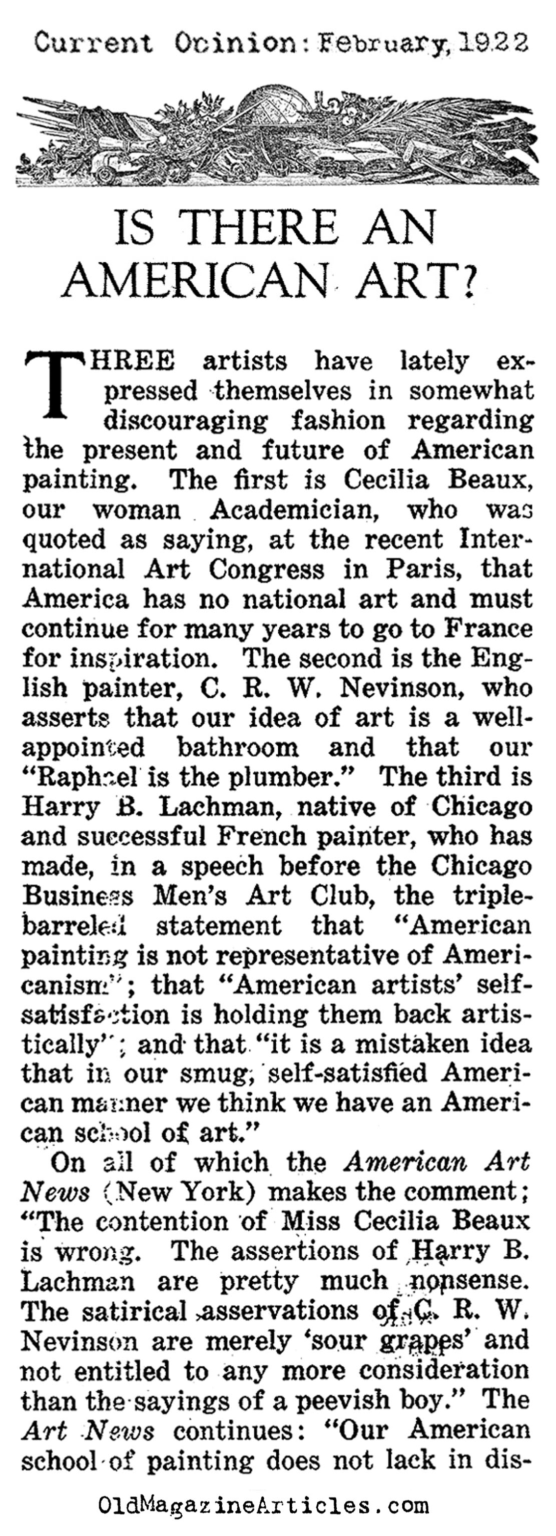 Is American Art Unique or Simply Derivative?