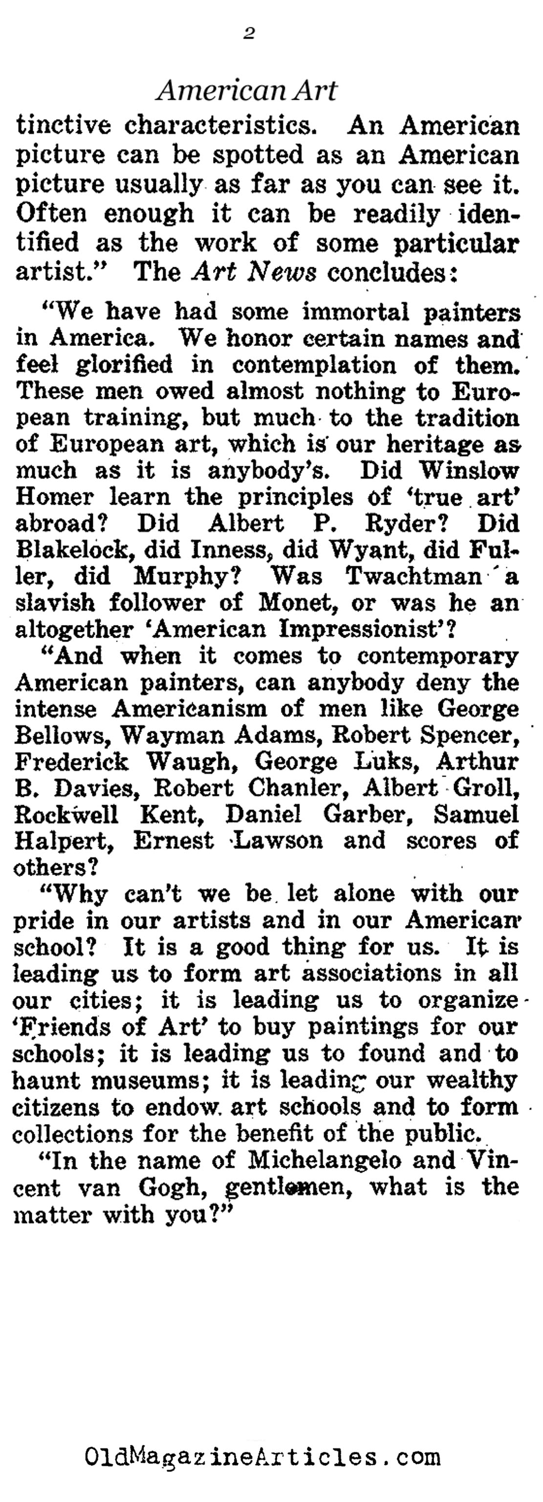 Is American Art Unique or Simply Derivative?