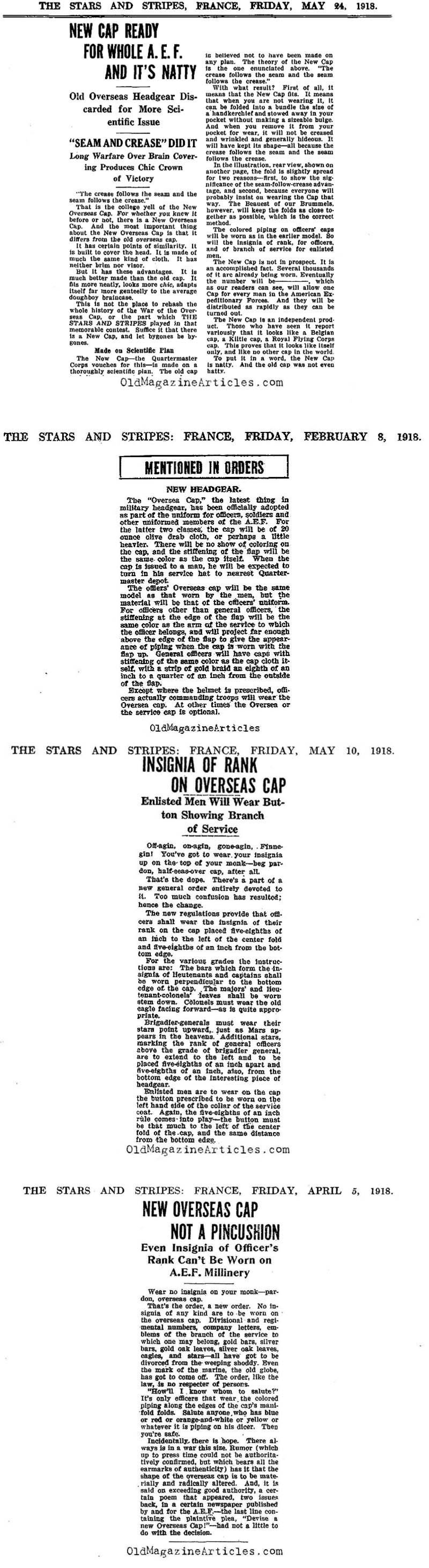 Four Articles [br]About the W.W. I[br] Overseas Cap