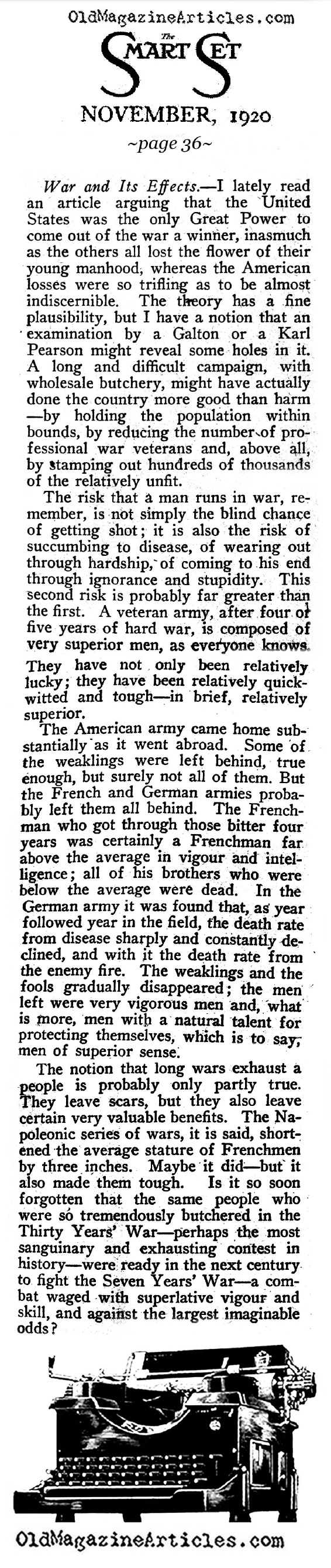 Post-W.W. I Europe as Seen by[BR] H.L. Mencken