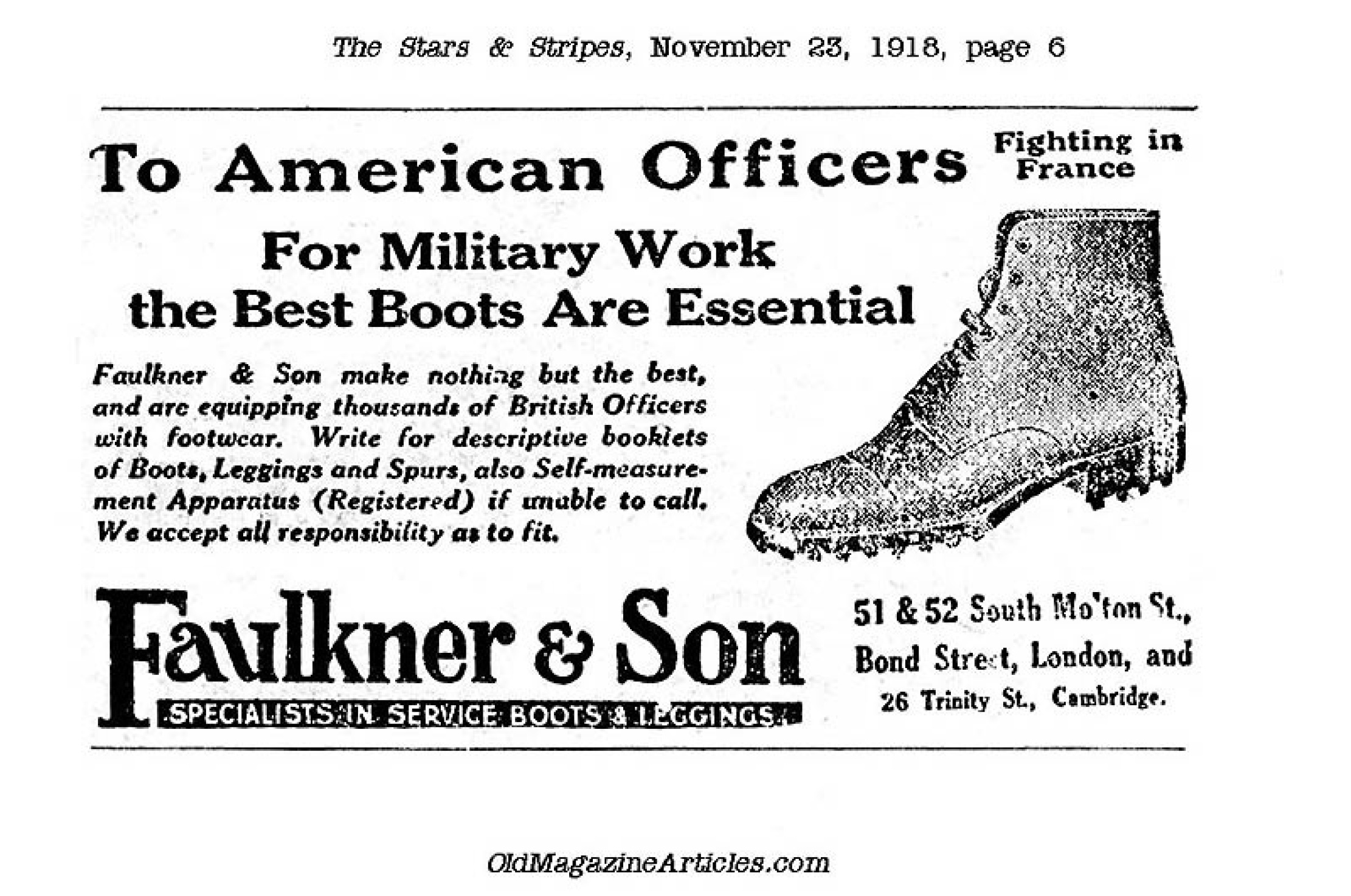 An Advertisement for A U.S. Army Officer's Ankle Boot