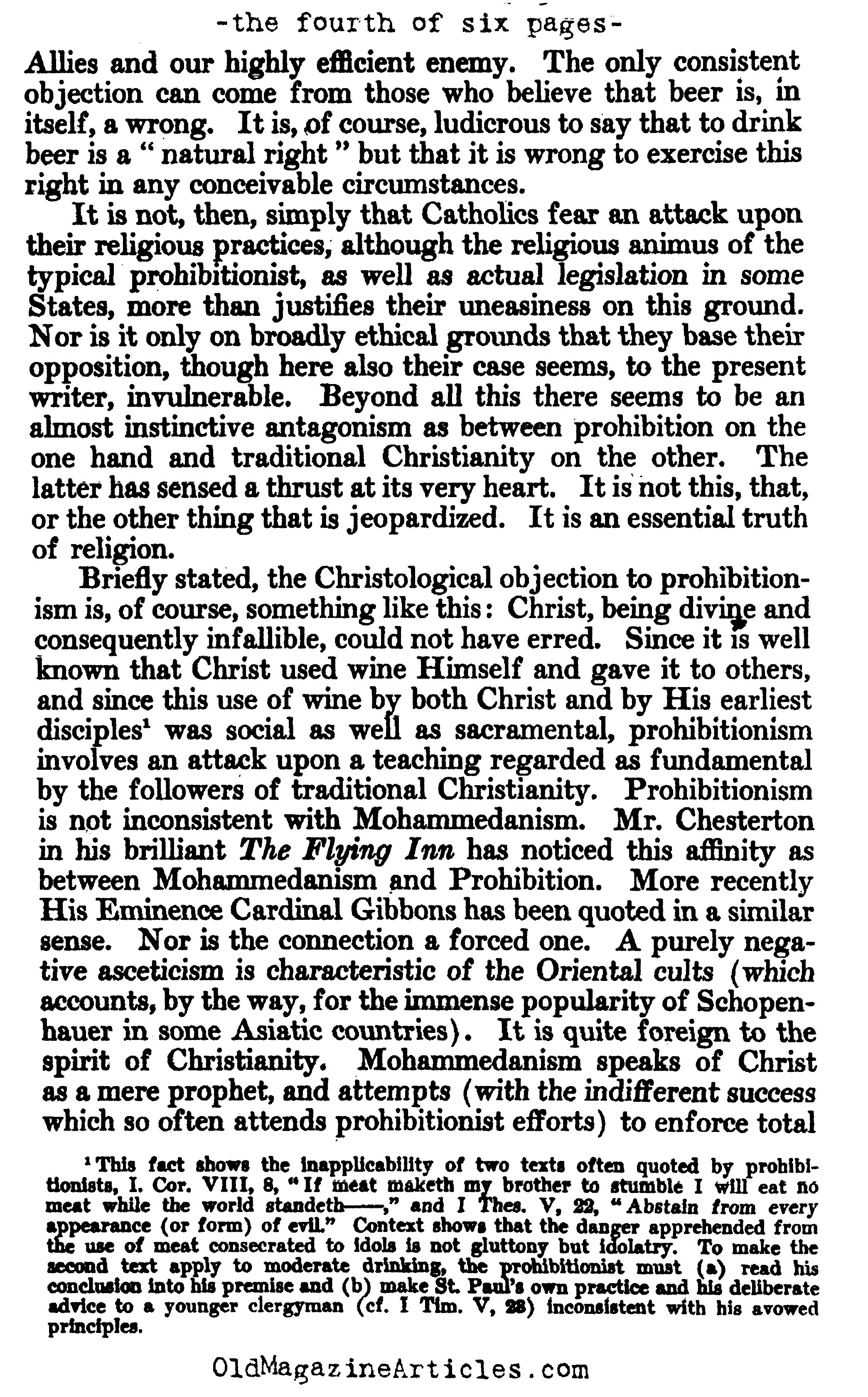 Prohibition vs  Christianity