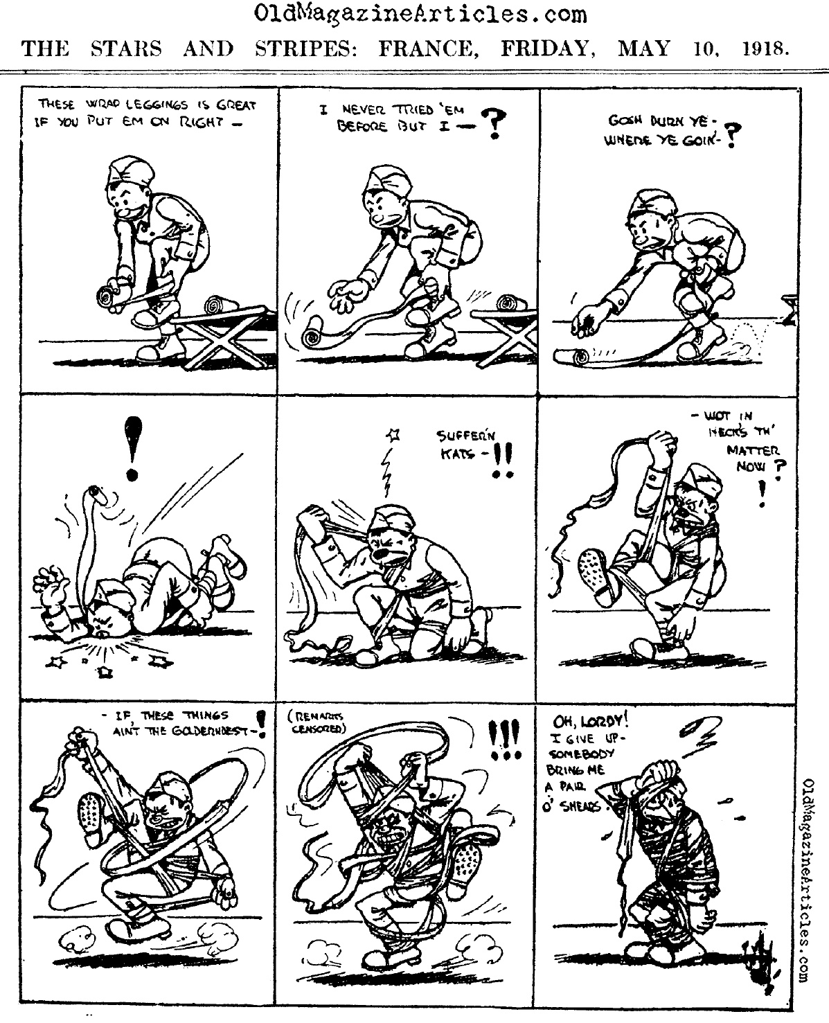 A Cartoon About U.S. Army Uniform Puttees