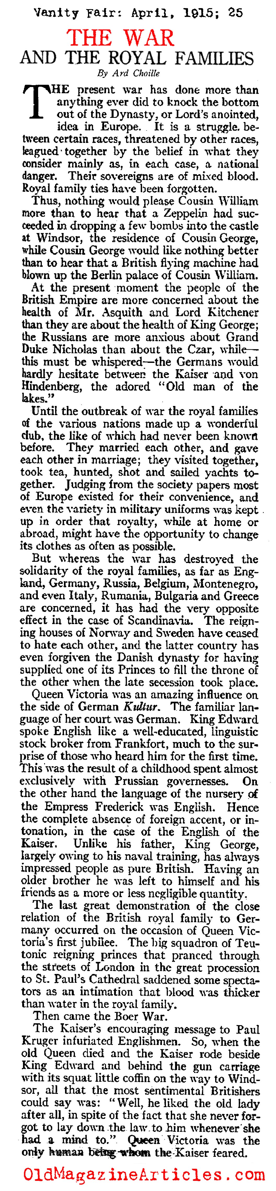 The European Royal Families and the First World War
