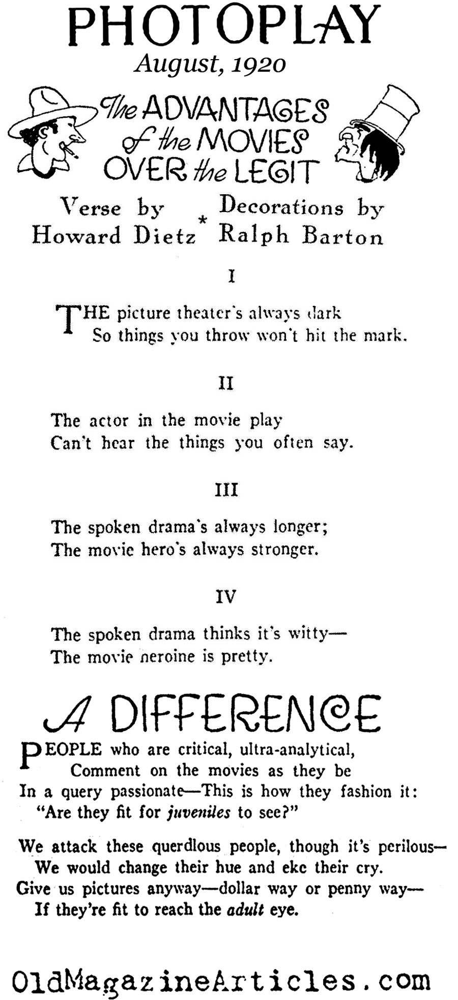 Silent Film Compared with the Theater