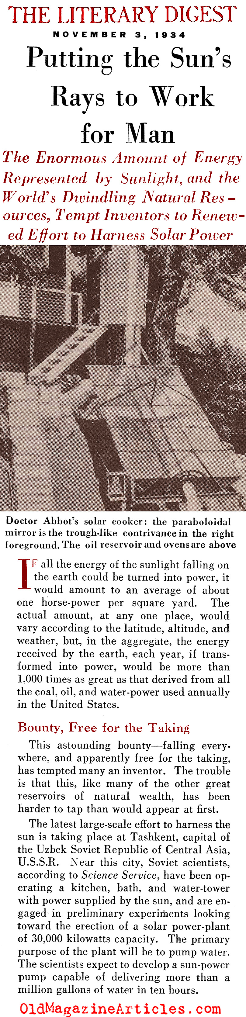 Solar Energy[BR] in the 1930s