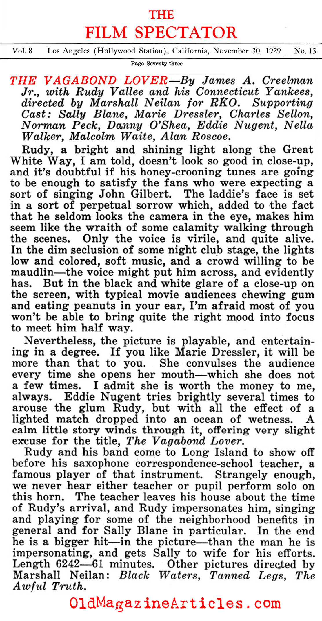 VAGABOND LOVER One of the Earliest Talkies...