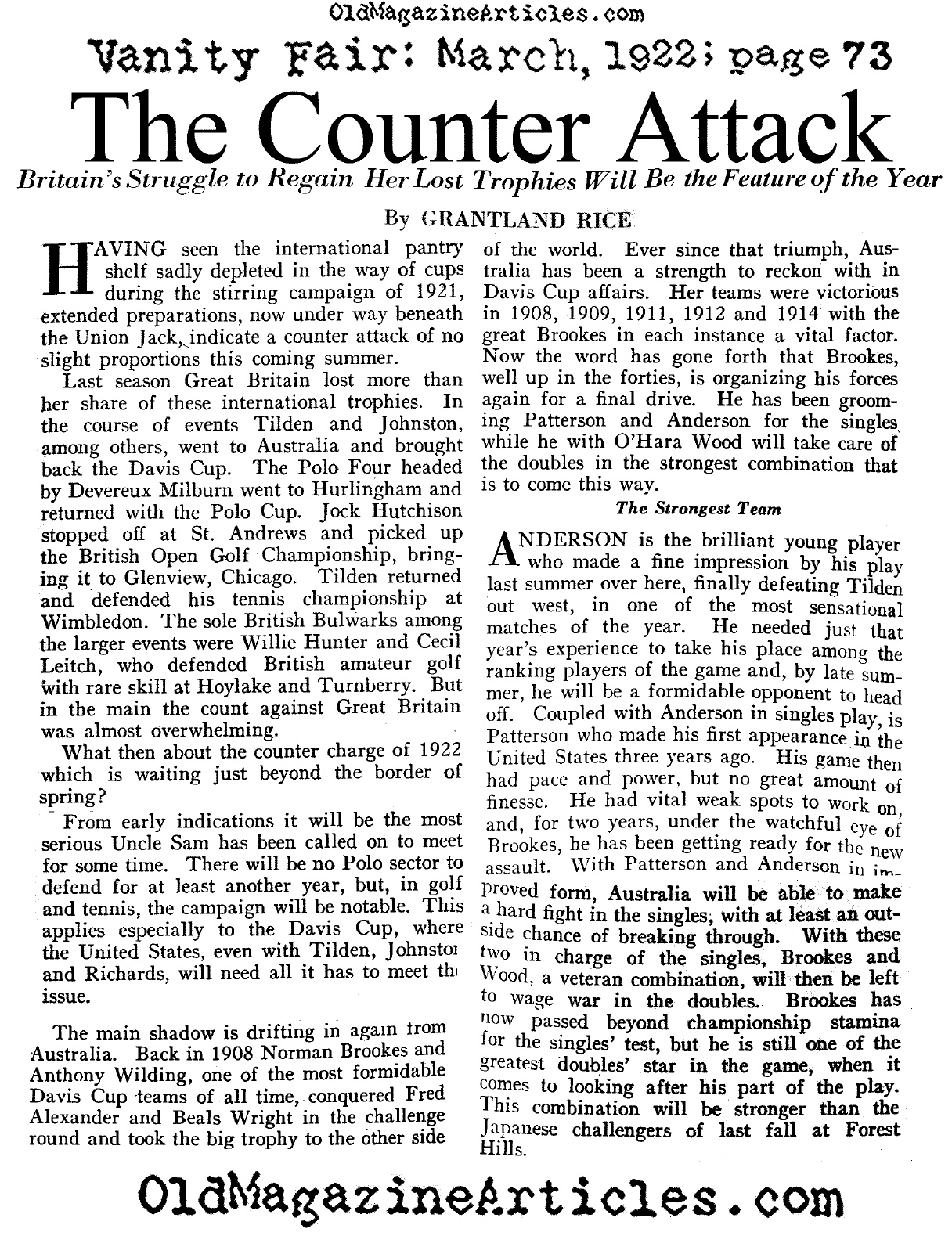 British Tennis Stars of 1922