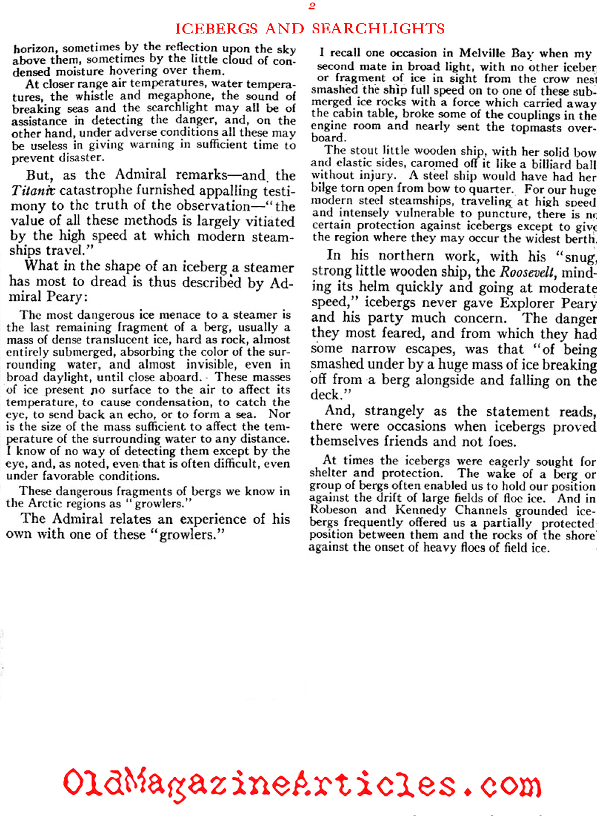 The Nature of Icebergsand the Titanic Disaster