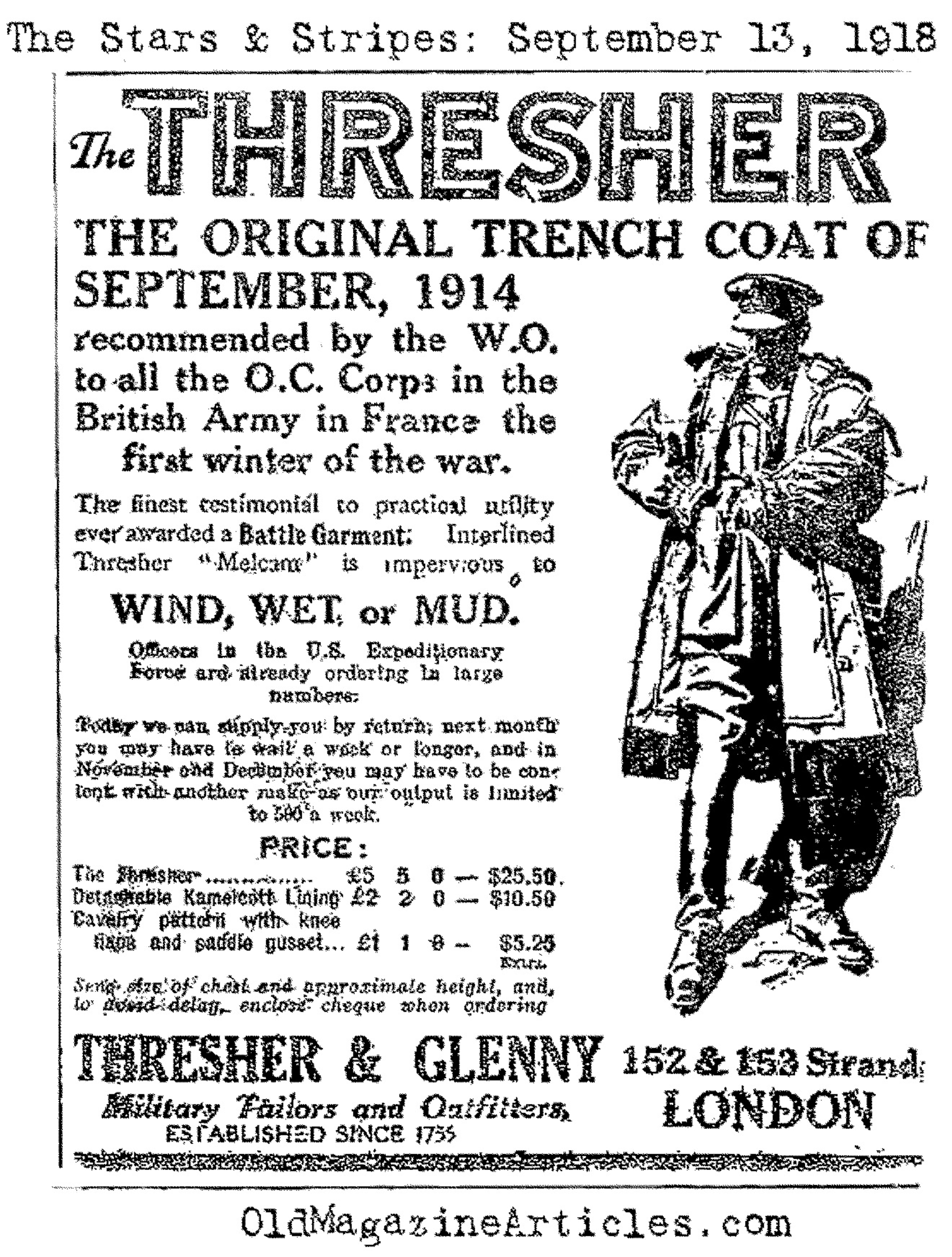 Trench Coat Ad from the Stars and Stripes