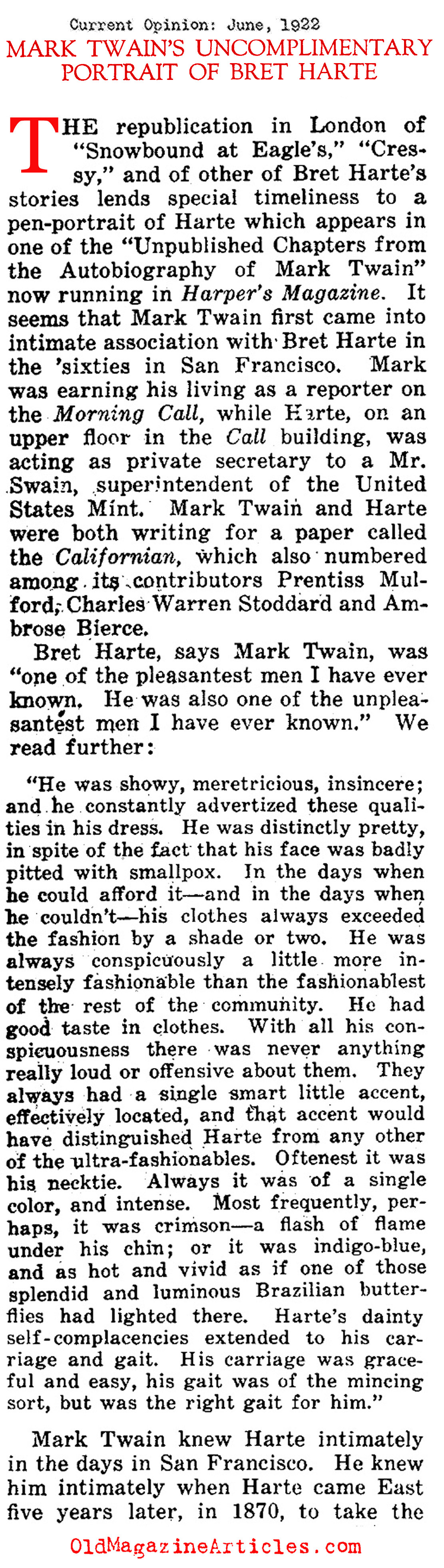 Mark Twain and[BR] Bret Harte: [BR]a Friendship [BR]Gone Sour
