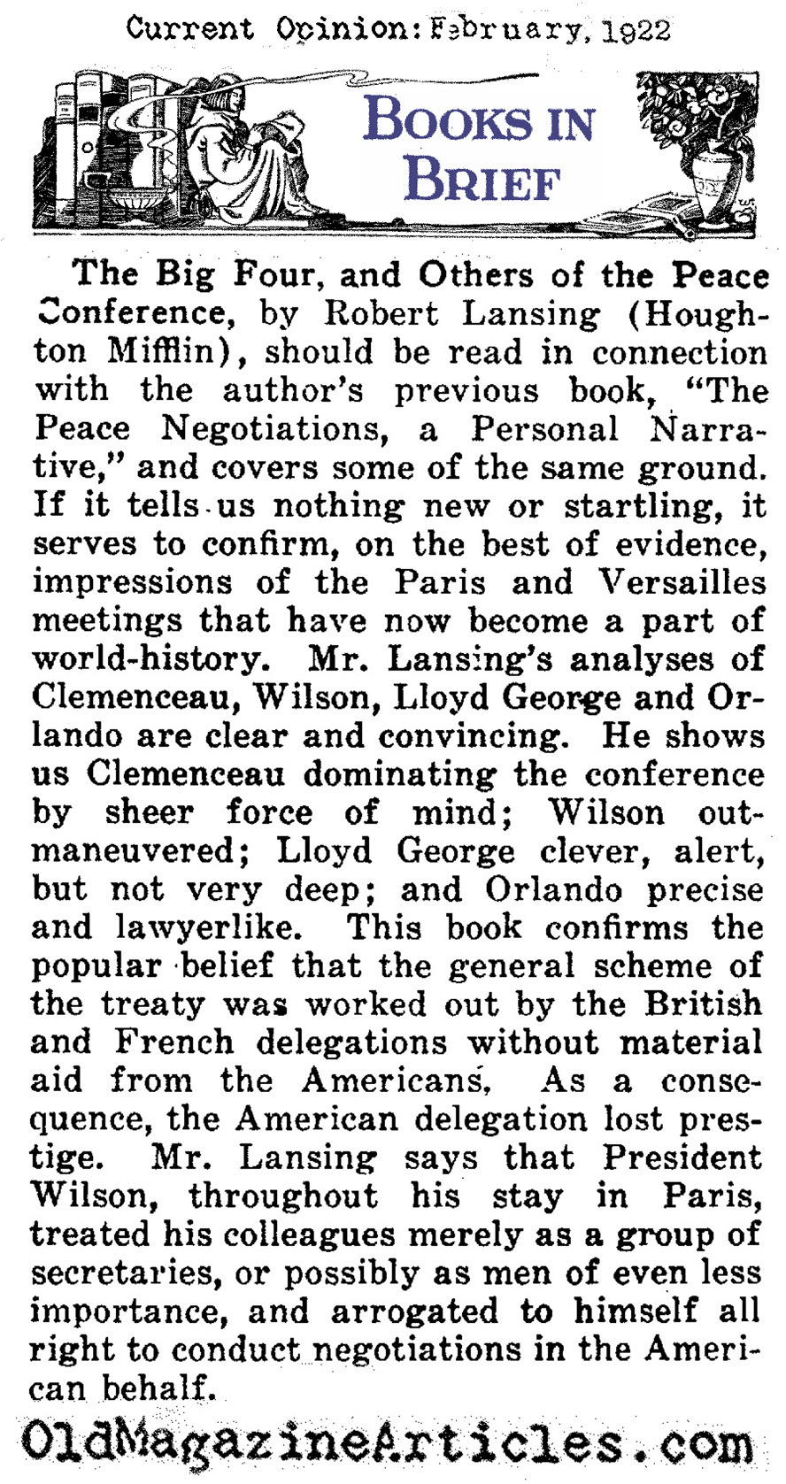 Robert Lansing and the Versailles Treaty