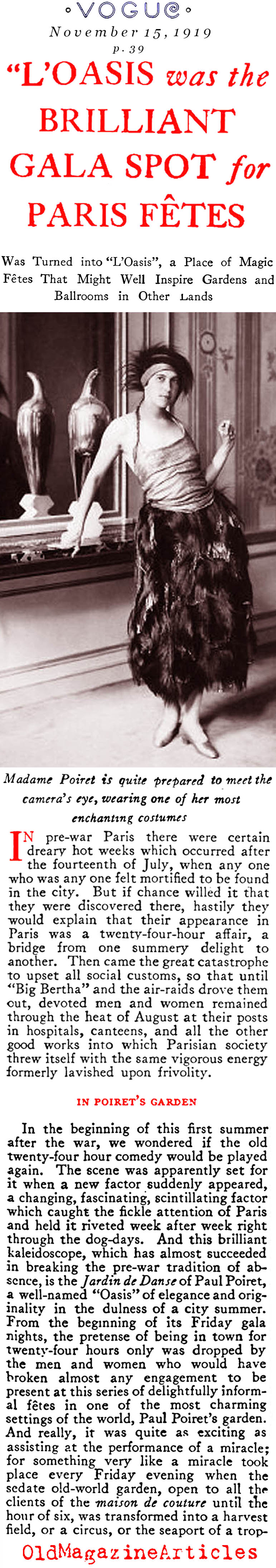 Paul Poiret and[BR] the Paris of 1919
