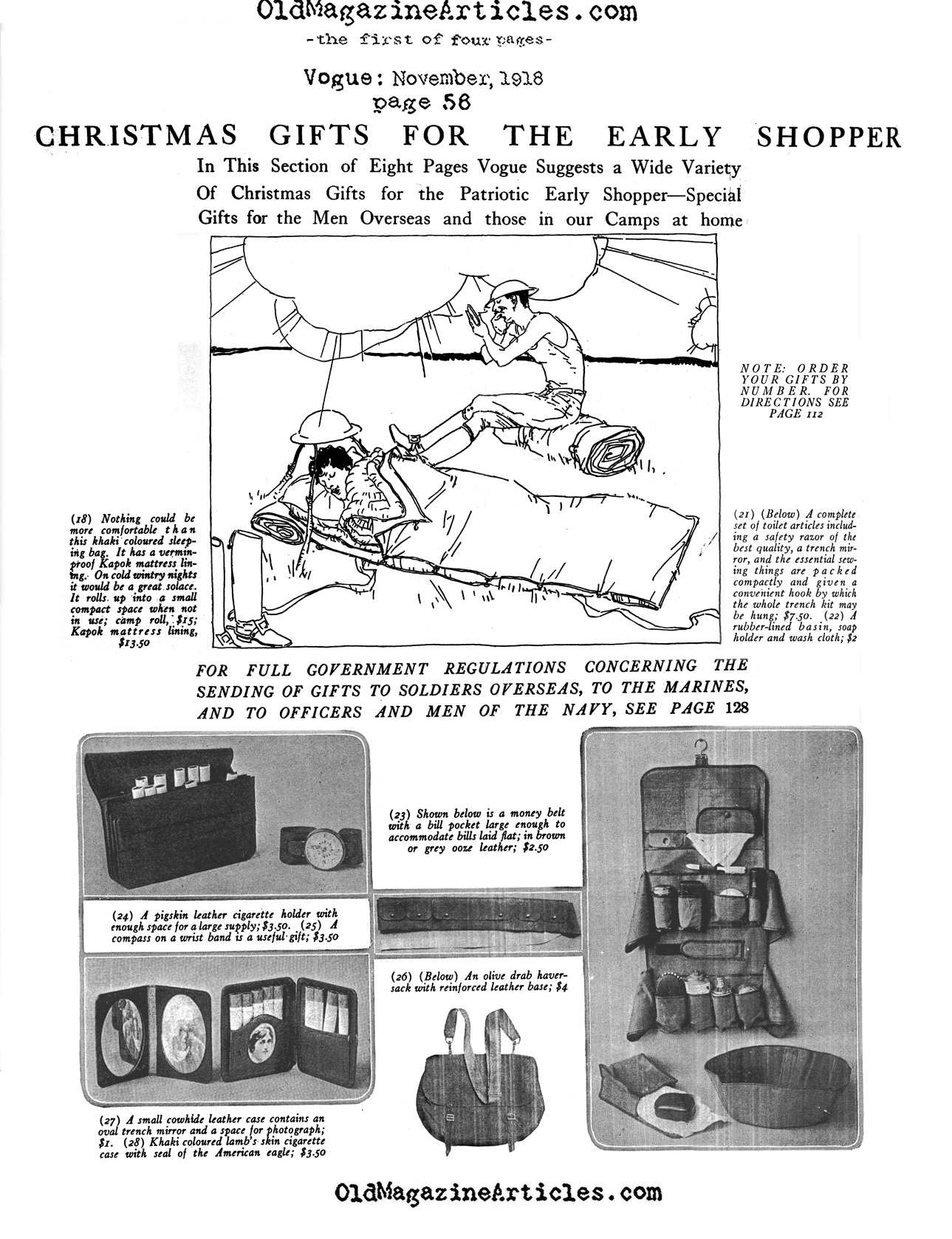 Christmas Shopping for theW.W. I American Soldier