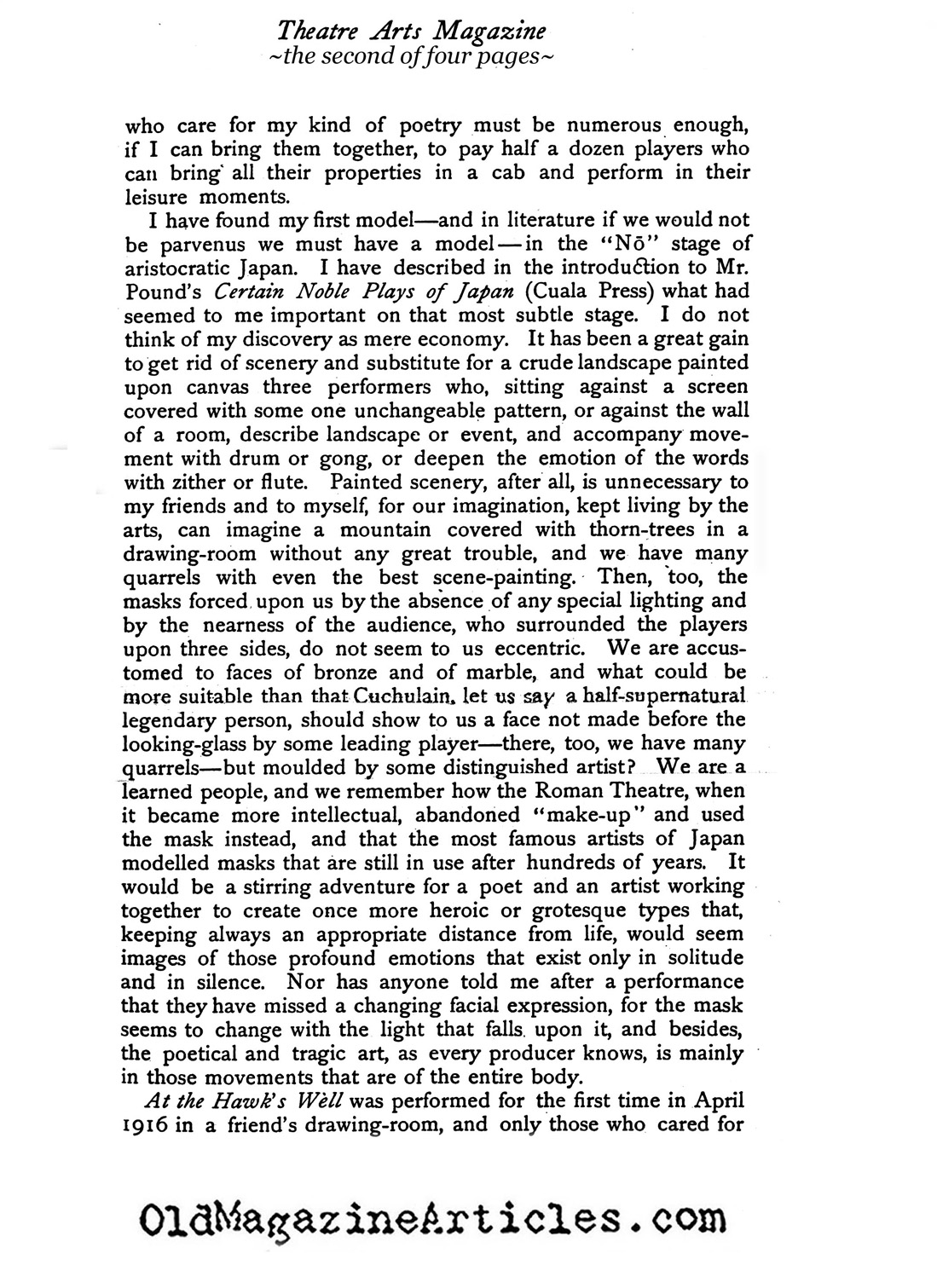 W.B. Yeats Gripes About Theater Funding
