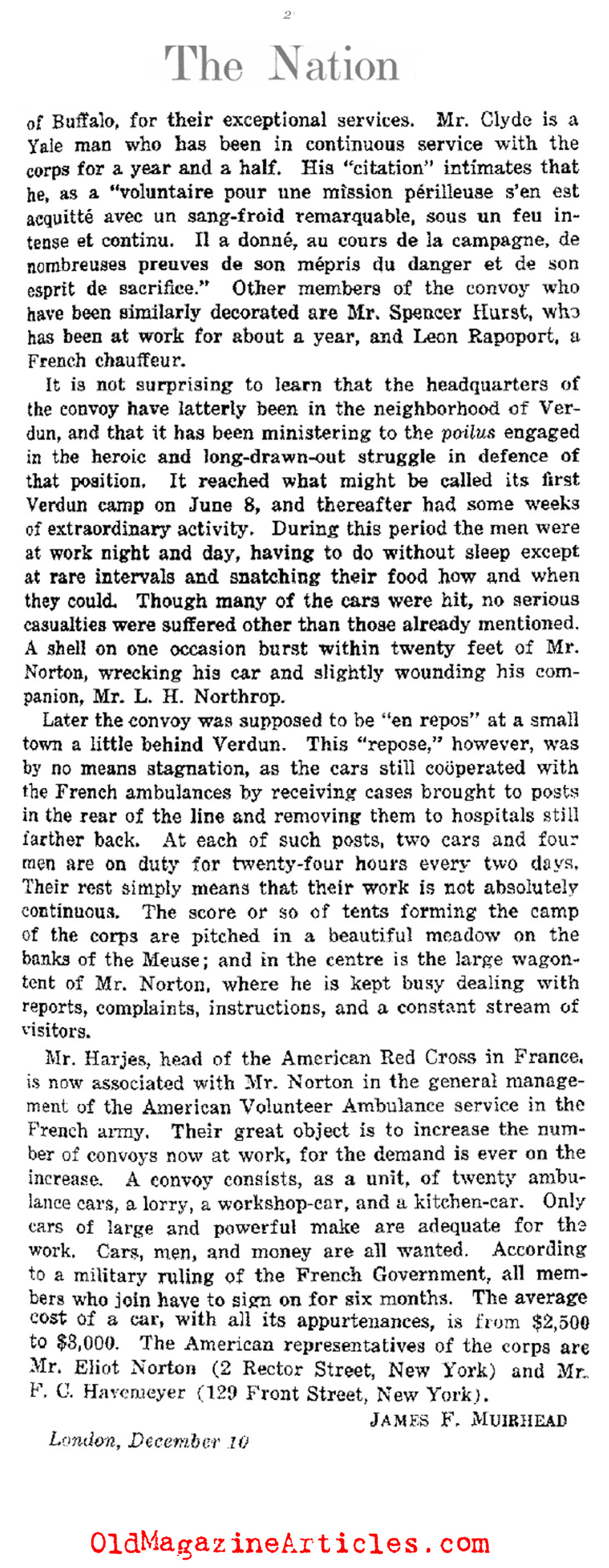 The Norton-Harjes Ambulance Corps in World War I
