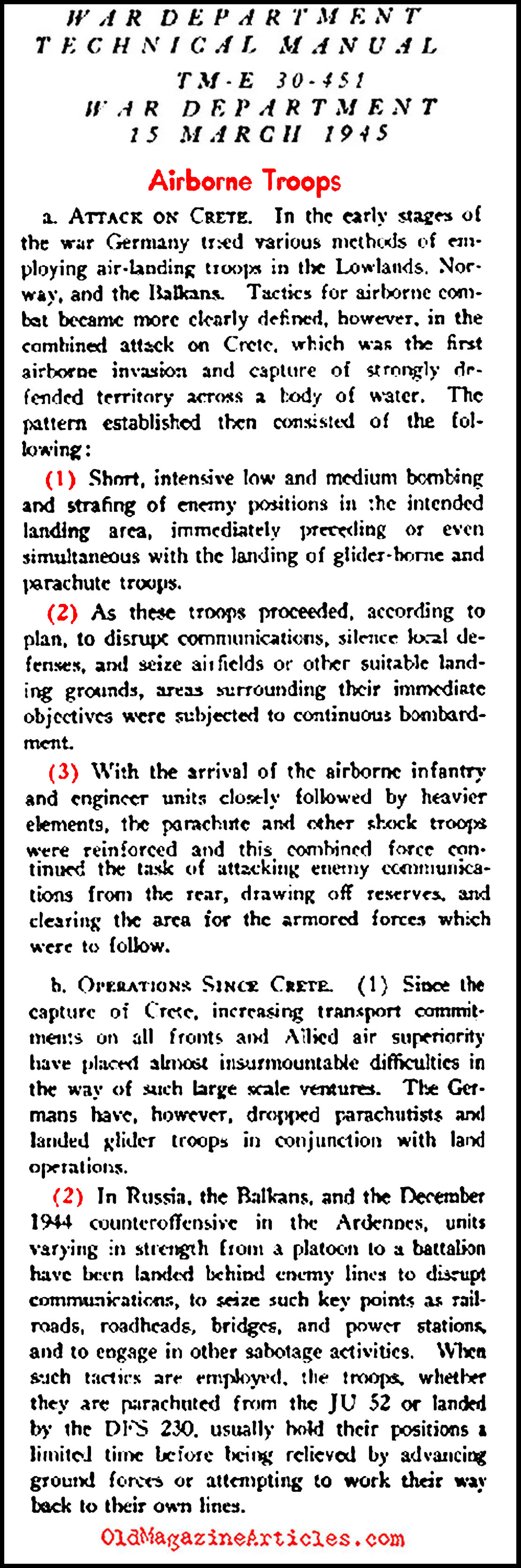 An Assessment of German Airborne Infantry