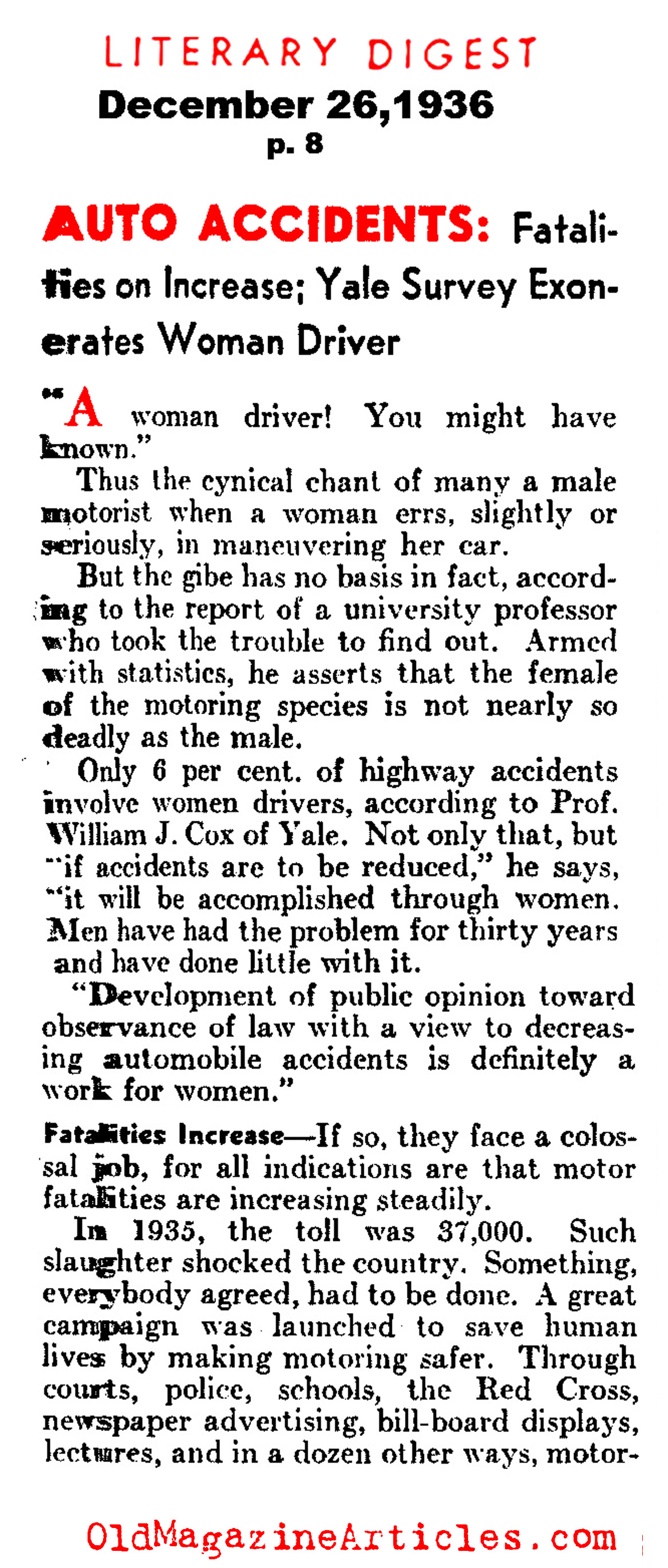 Women Drivers Exonerated