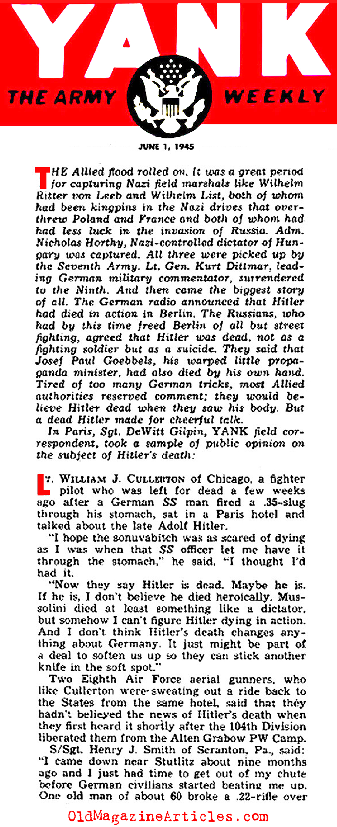 When the News of Hitler's Suicide Hit the Street