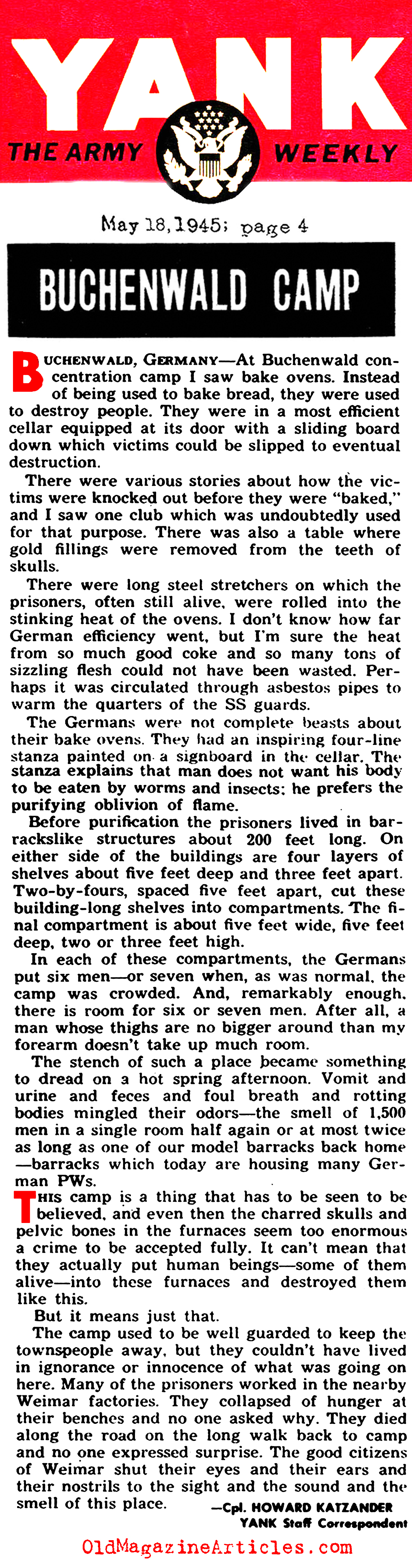Eyewitness to Buchenwald Concentration Camp