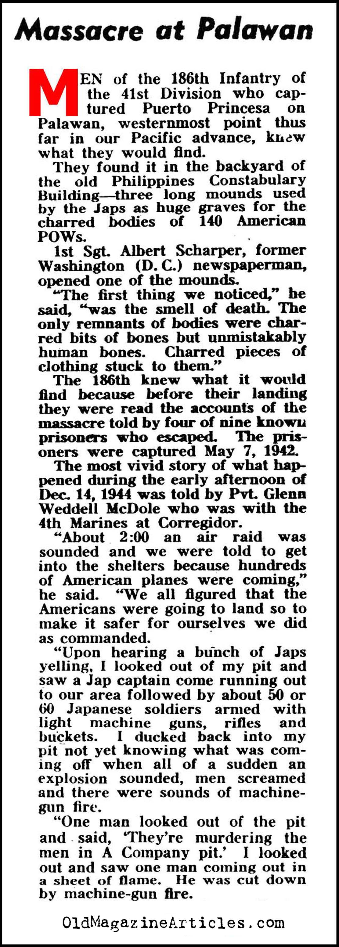 The Japanese Massacre of American Prisoners of War