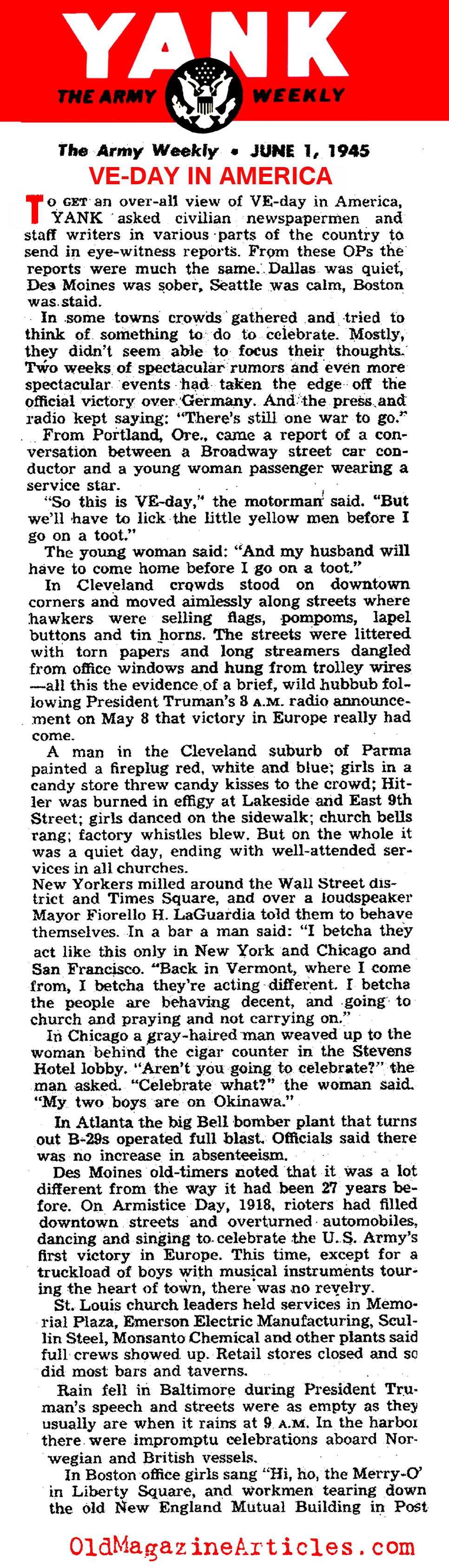 Some Cities Didn't Pay Much Attention to the War News