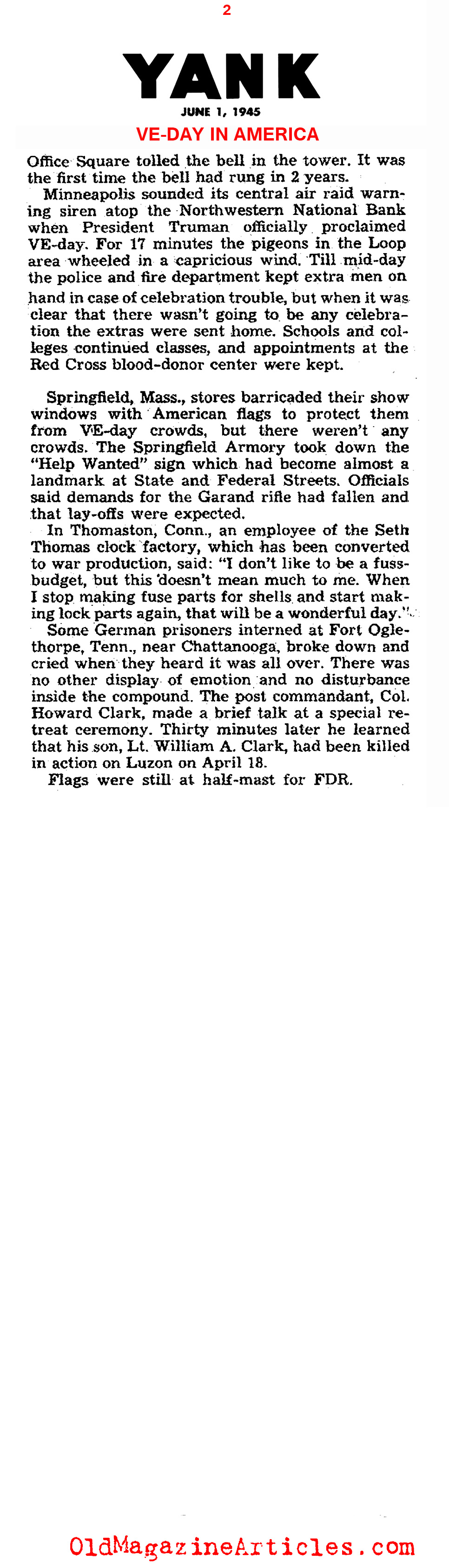 Some Cities Didn't Pay Much Attention to the War News