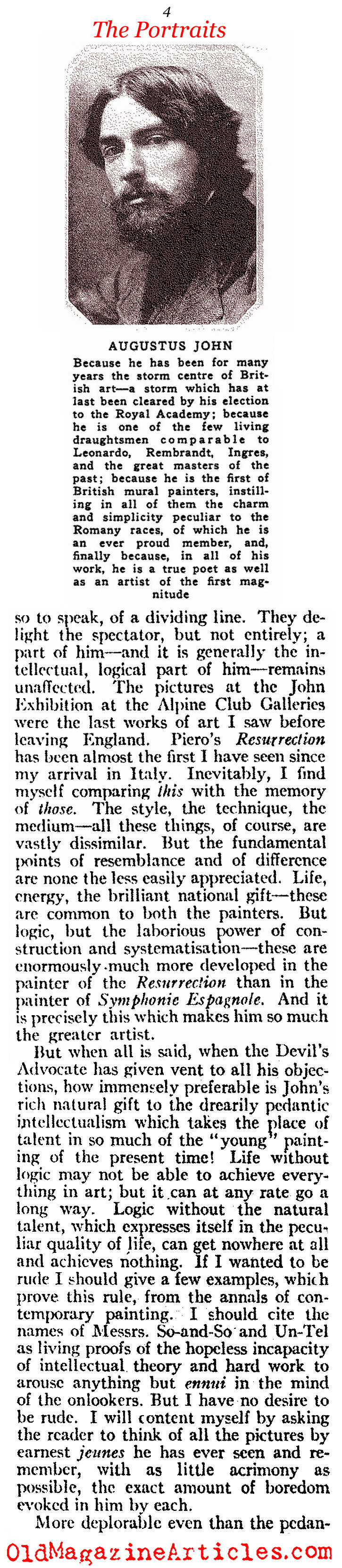 Aldous Huxley on Augustus John