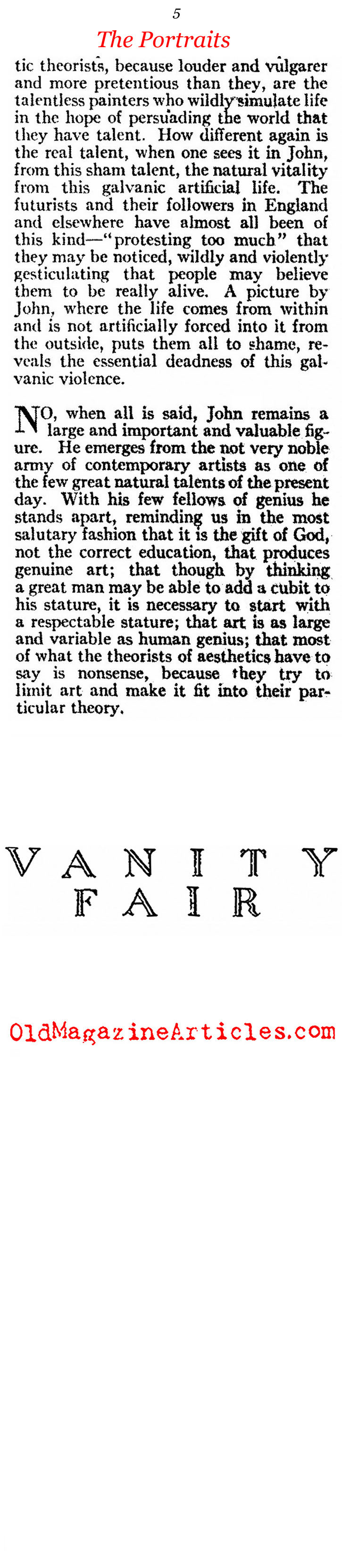 Aldous Huxley on Augustus John