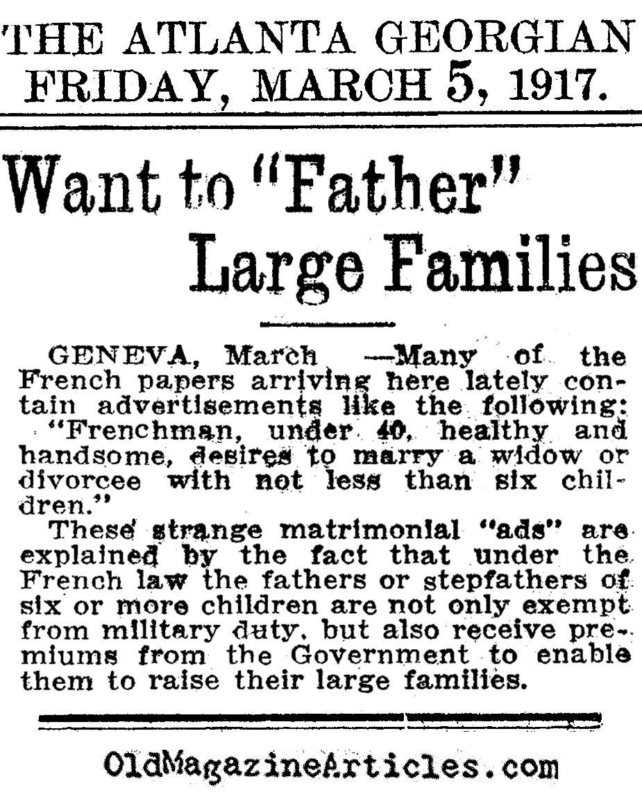 Low Morale in the French Army Revealed in 1917 Personal Ads