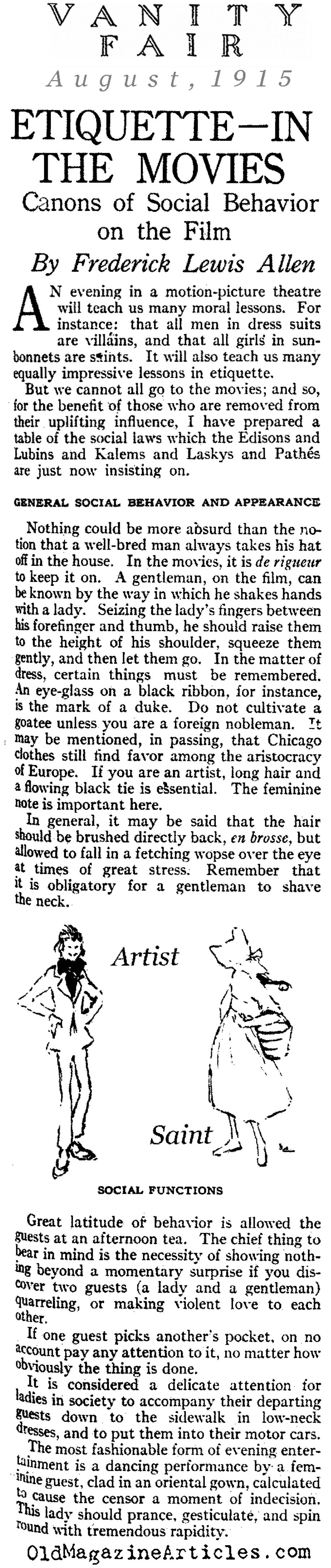 Silent Movies and the New Etiquette