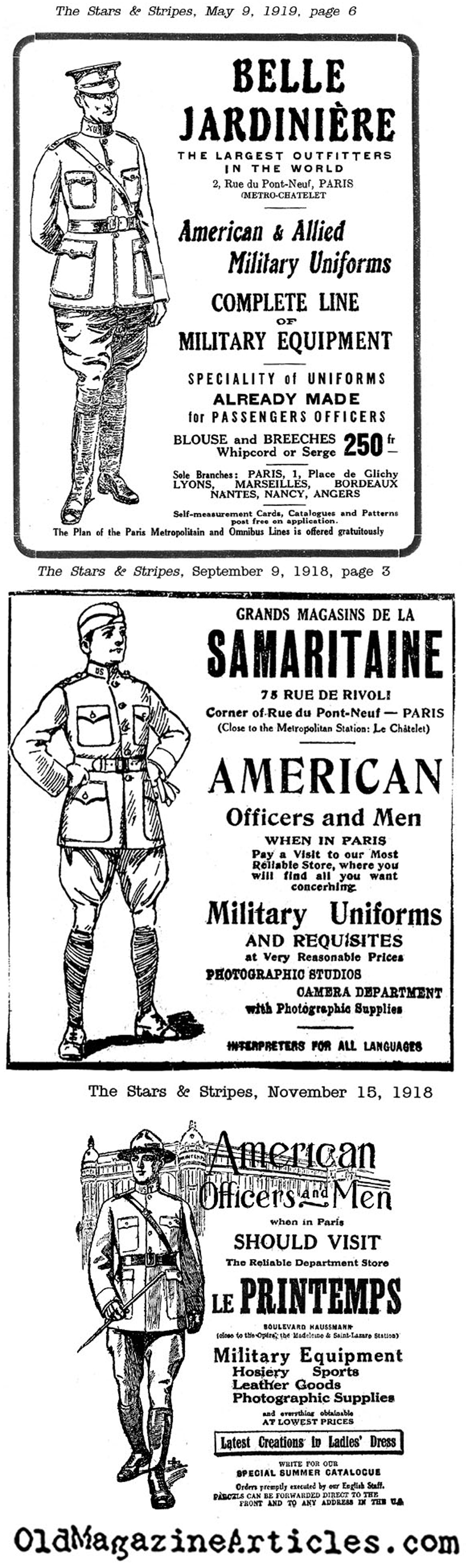 WW I U.S. Army Officer Uniform Illustrations